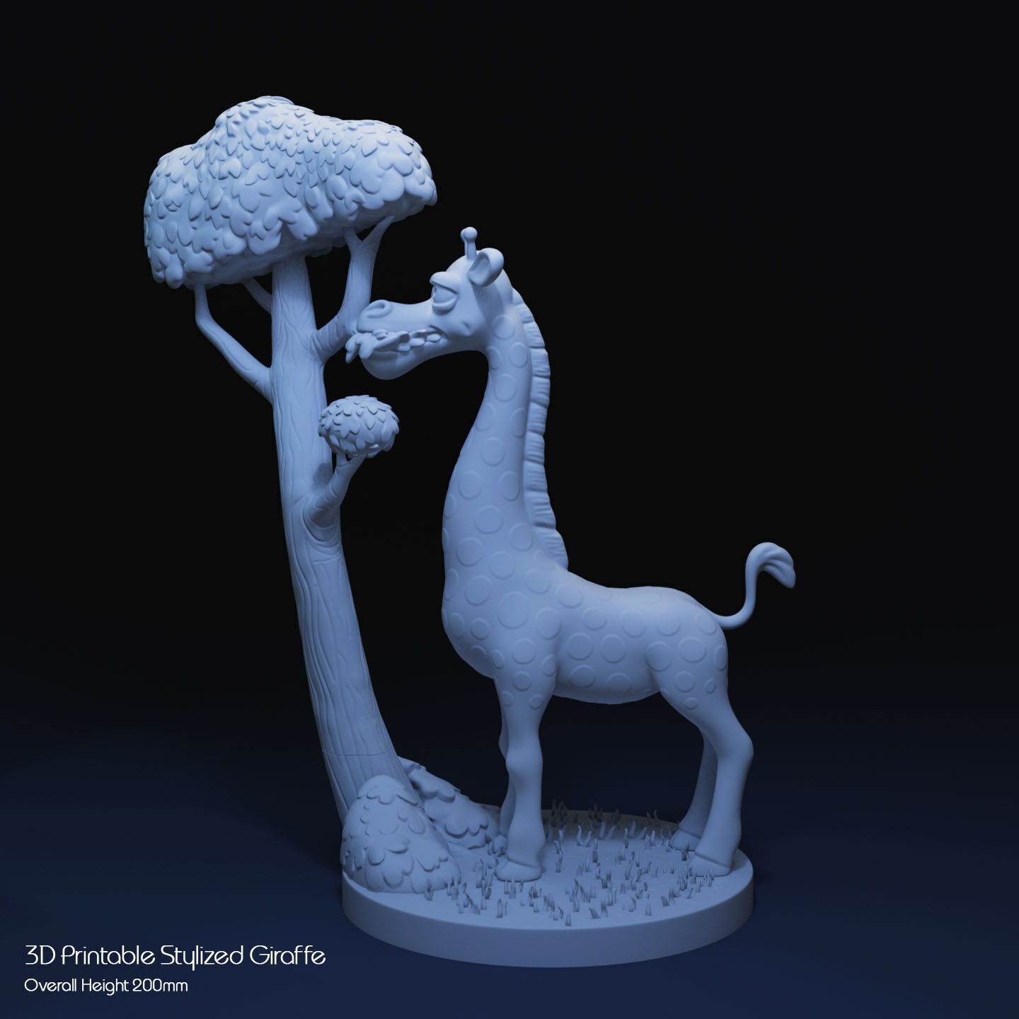 Stylized Giraffe by Tree 3D print model_18