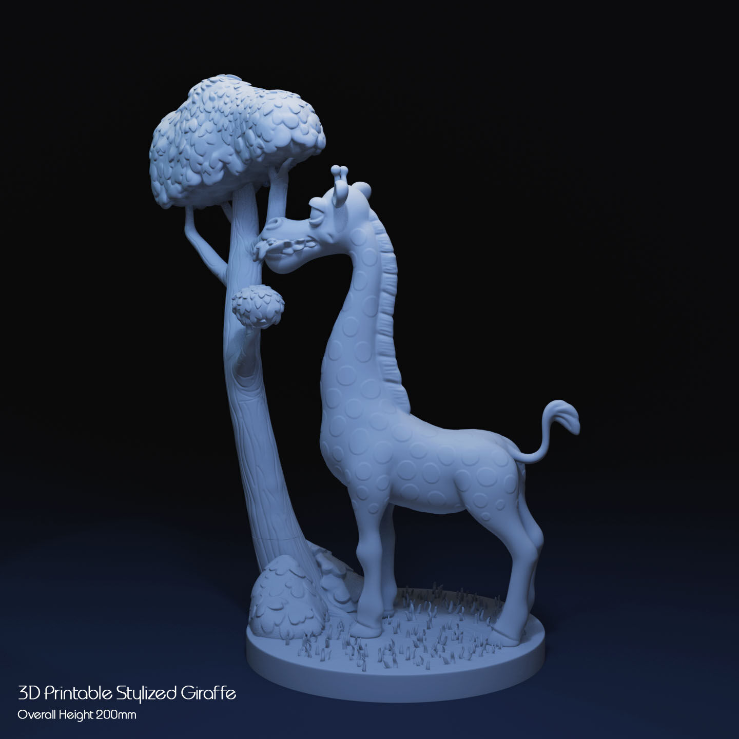 Stylized Giraffe by Tree 3D print model_17