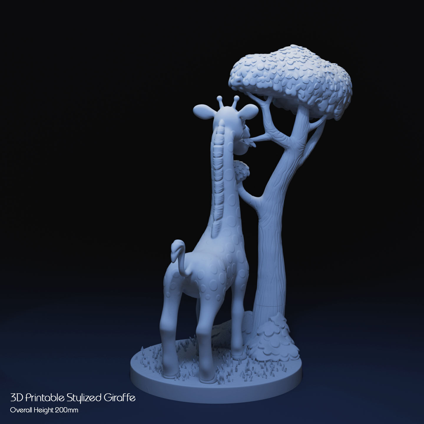 Stylized Giraffe by Tree 3D print model_11