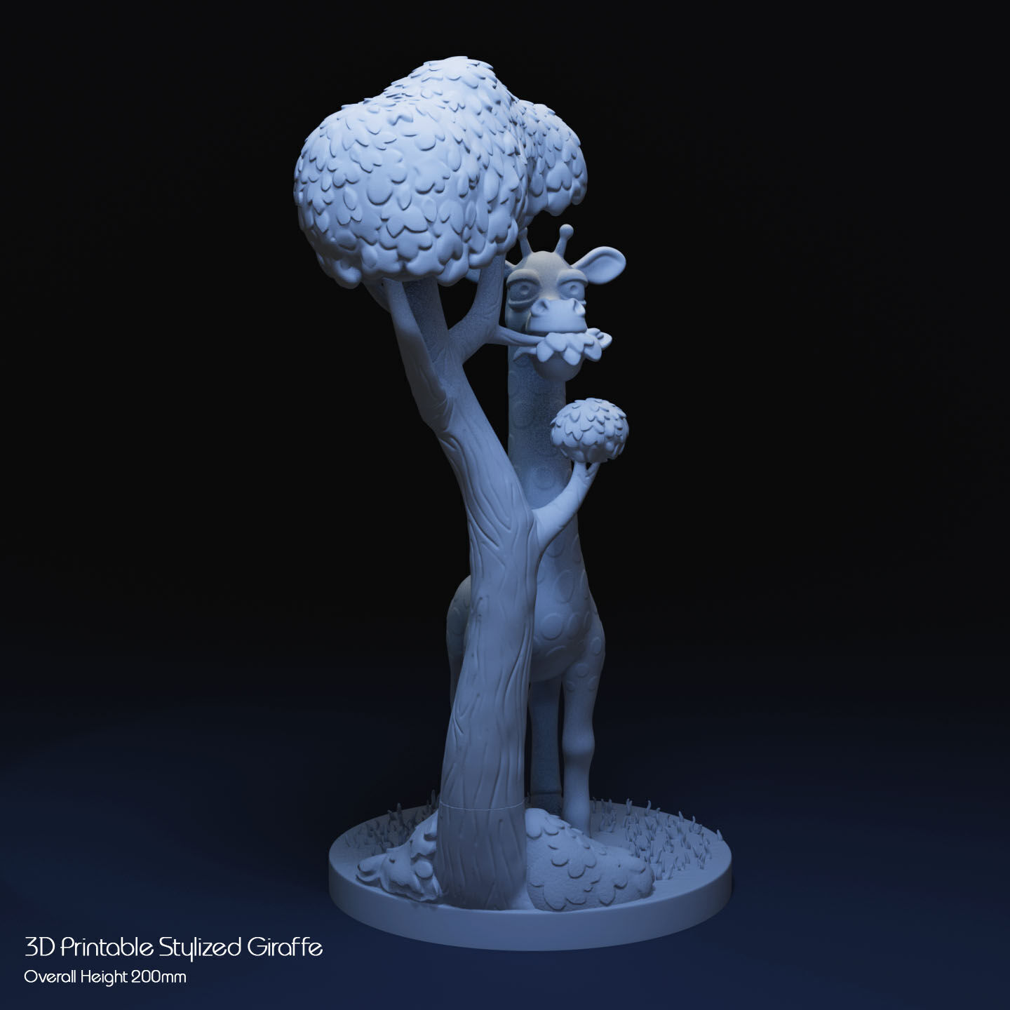 Stylized Giraffe by Tree 3D print model_2