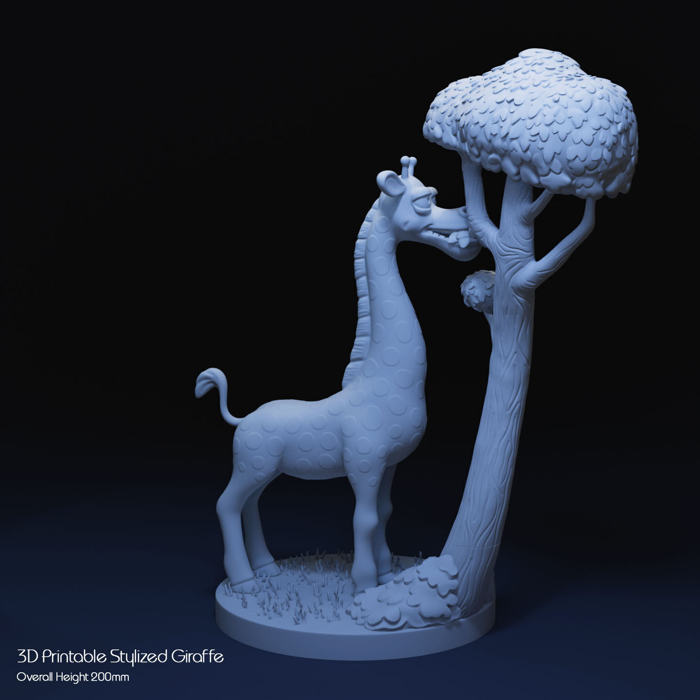 Stylized Giraffe by Tree 3D print model_6