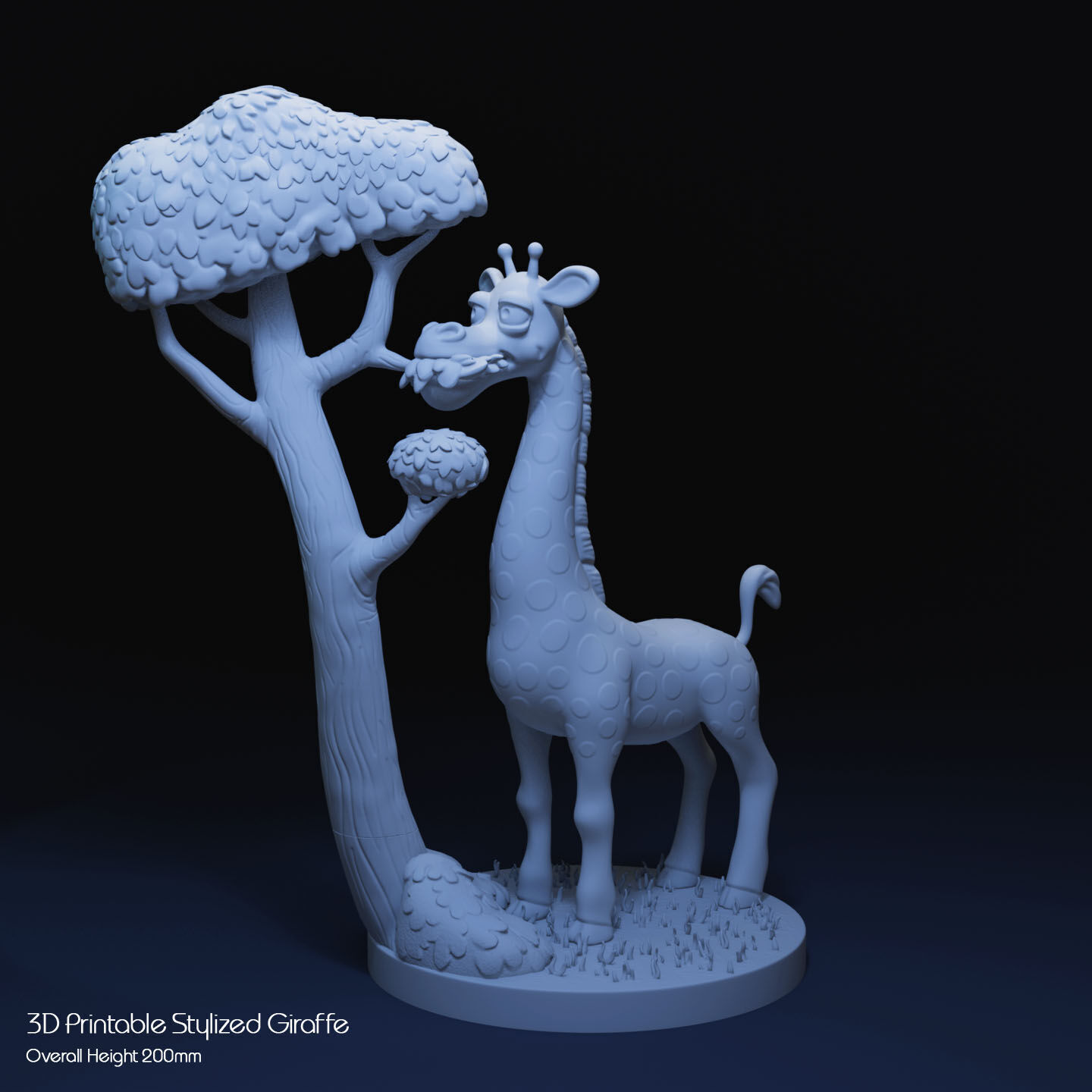 Stylized Giraffe by Tree 3D print model_20