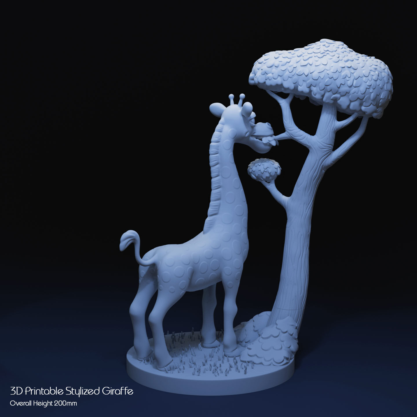 Stylized Giraffe by Tree 3D print model_9
