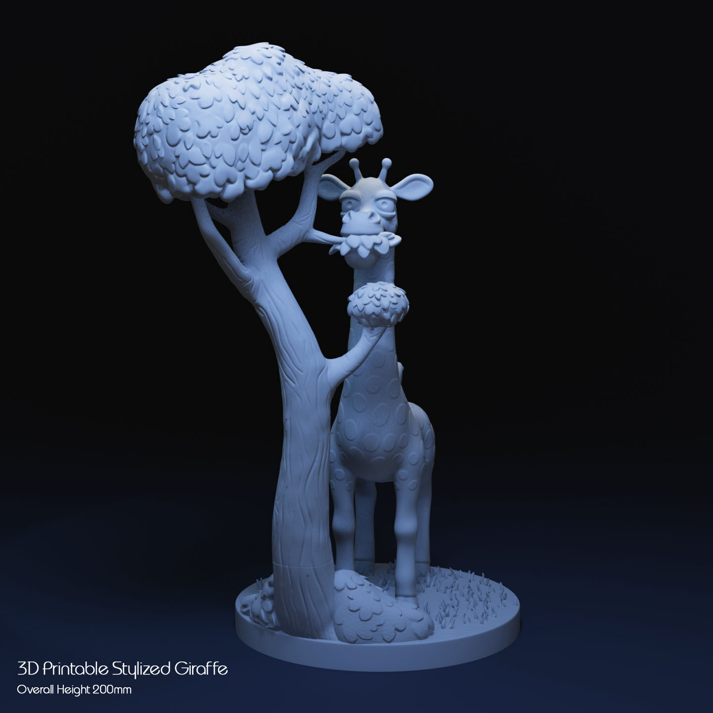 Stylized Giraffe by Tree 3D print model_1