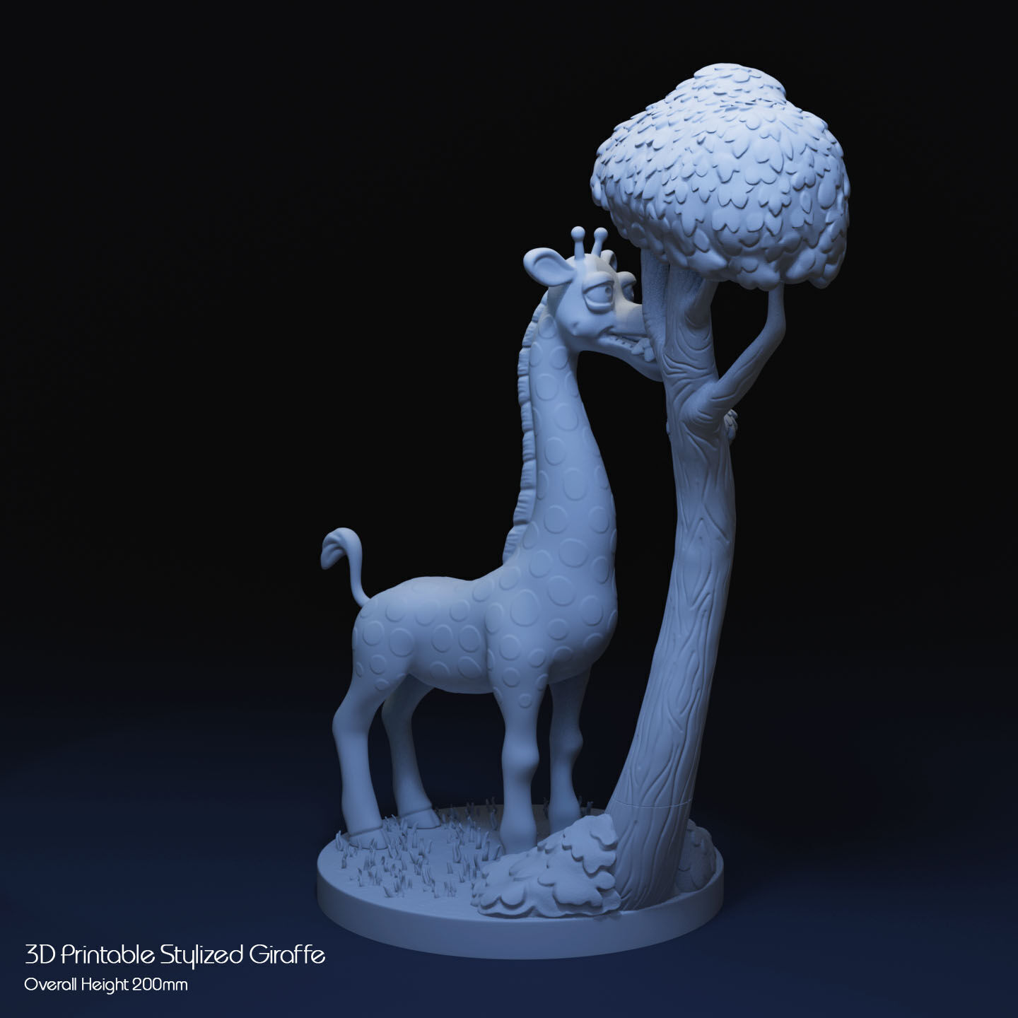 Stylized Giraffe by Tree 3D print model_5