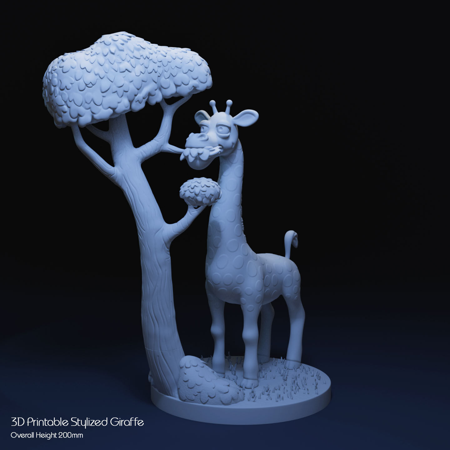 Stylized Giraffe by Tree 3D print model_21