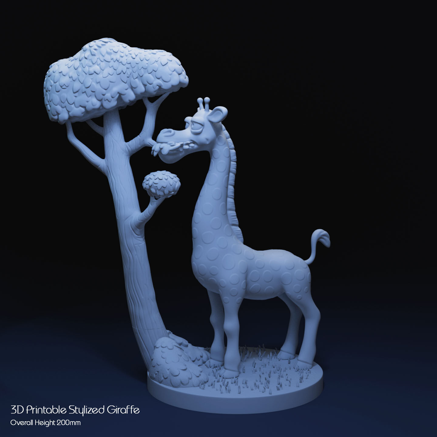 Stylized Giraffe by Tree 3D print model_19
