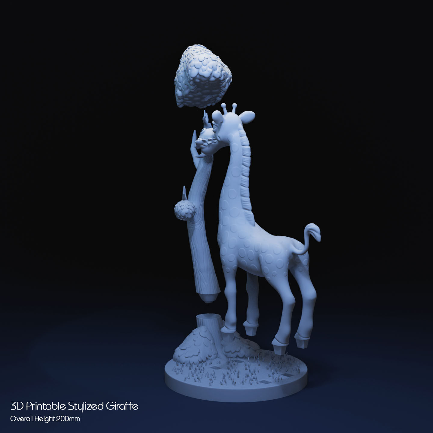 Stylized Giraffe by Tree 3D print model_26