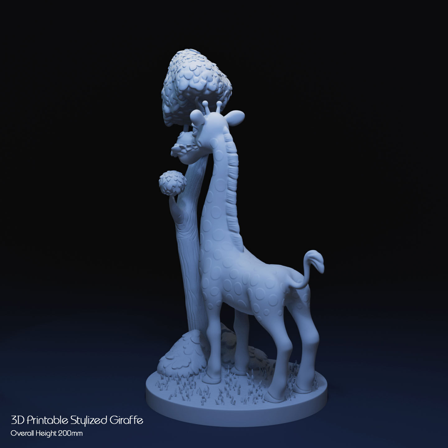 Stylized Giraffe by Tree 3D print model_15