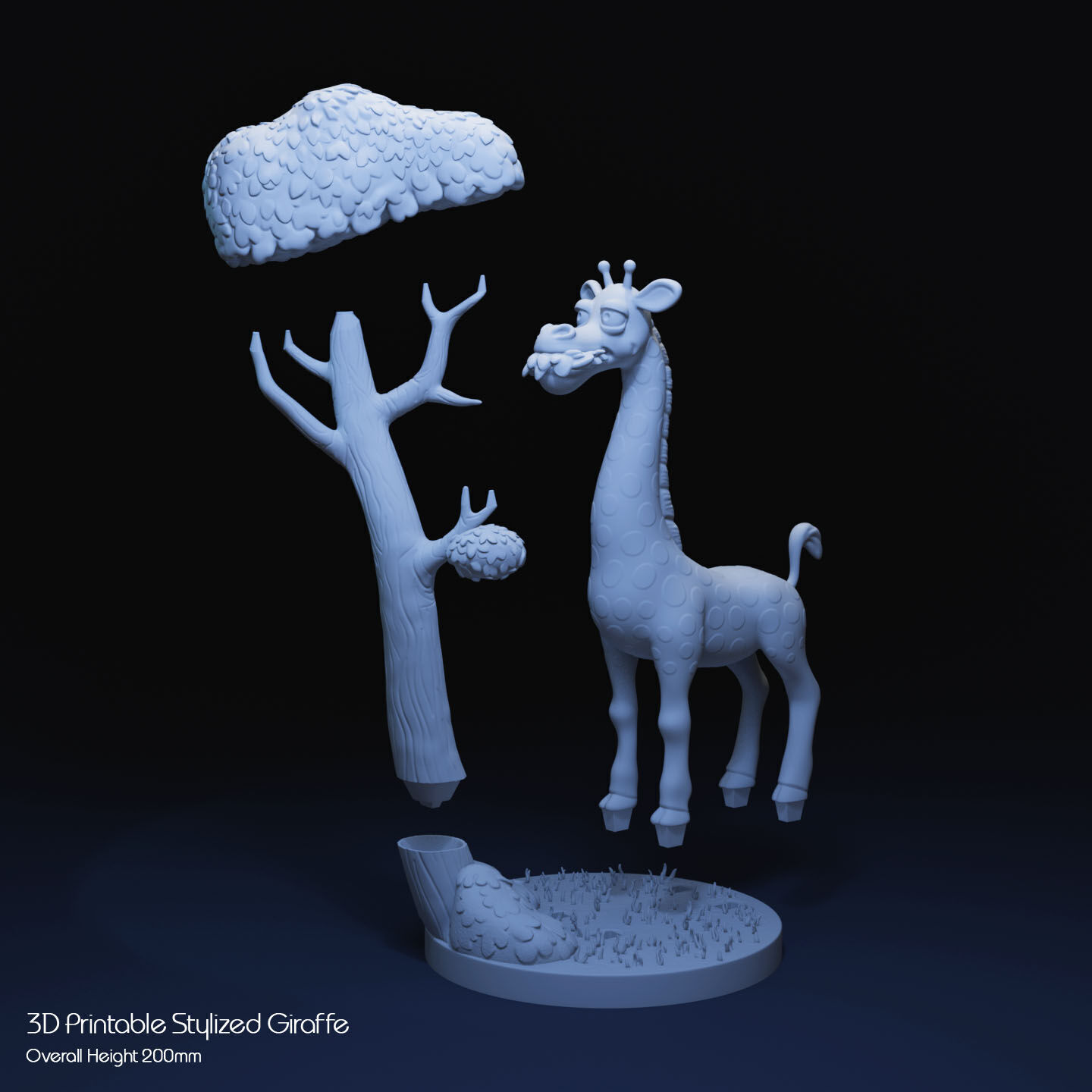 Stylized Giraffe by Tree 3D print model_22