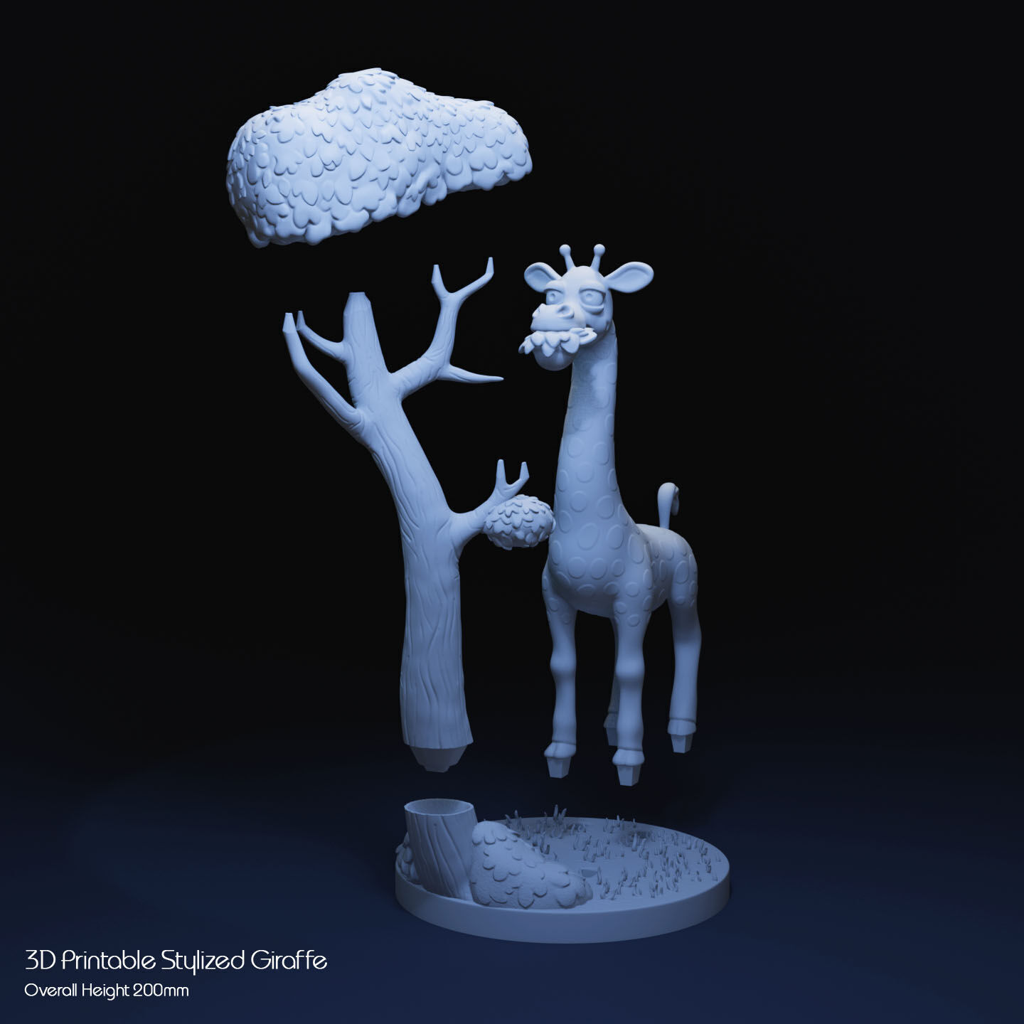 Stylized Giraffe by Tree 3D print model_23