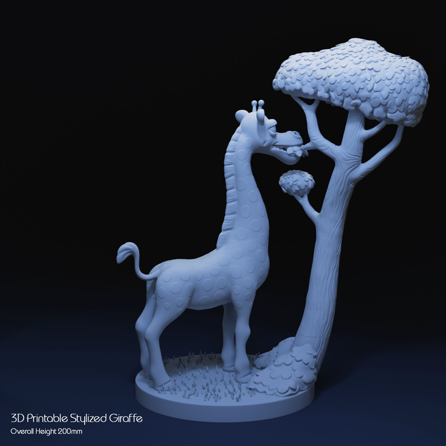 Stylized Giraffe by Tree 3D print model_8
