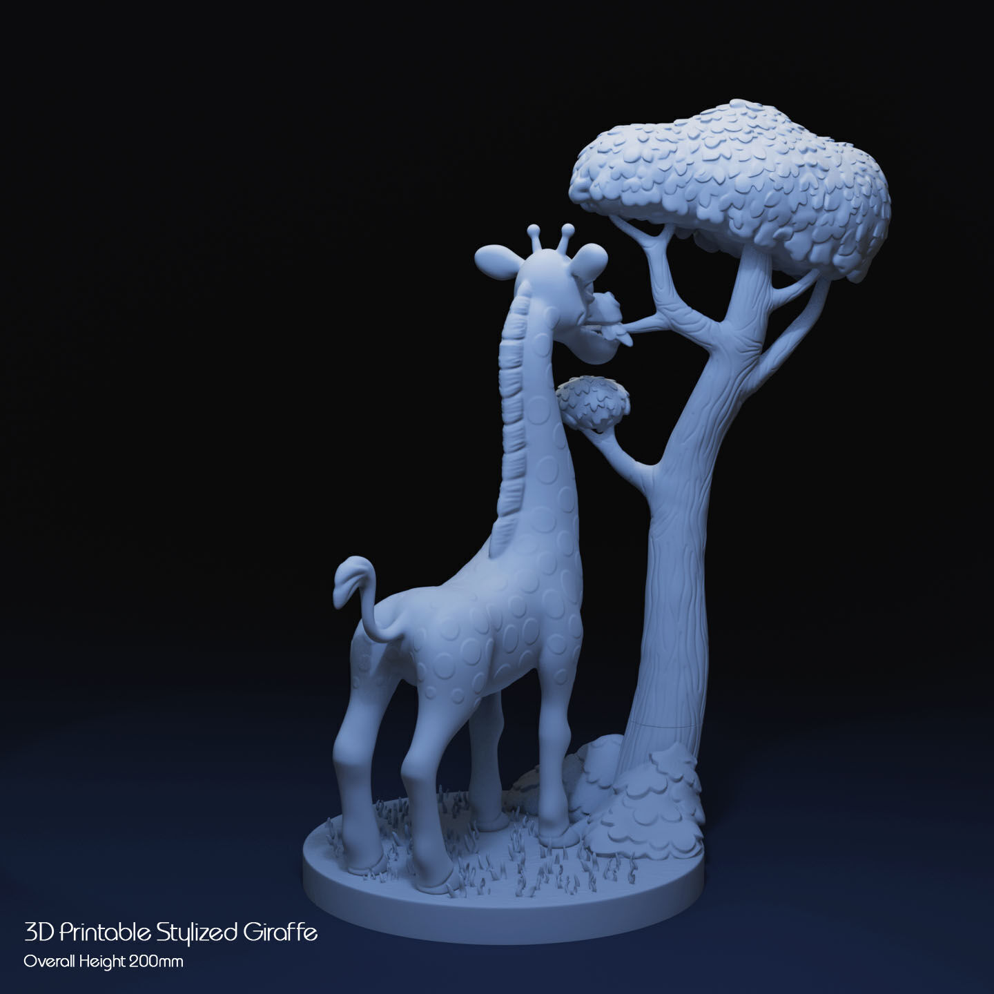 Stylized Giraffe by Tree 3D print model_10