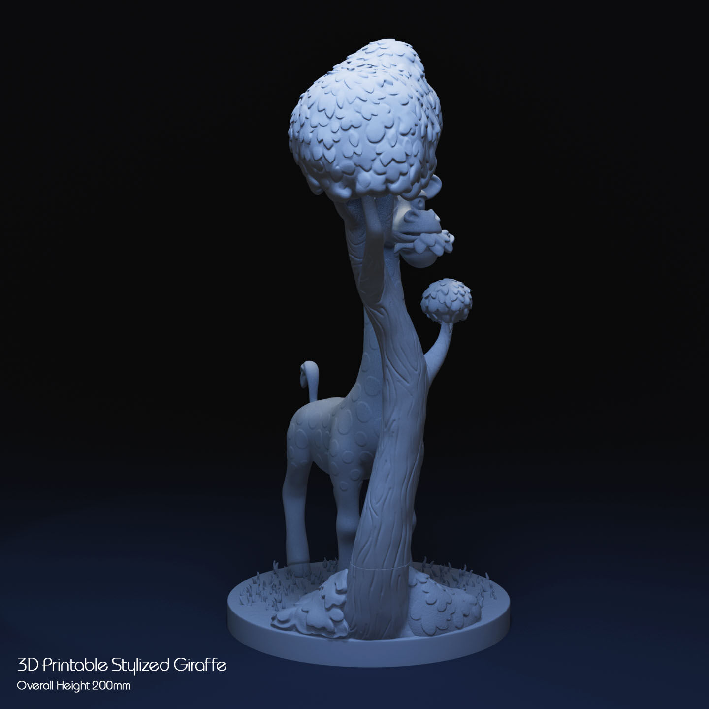 Stylized Giraffe by Tree 3D print model_3