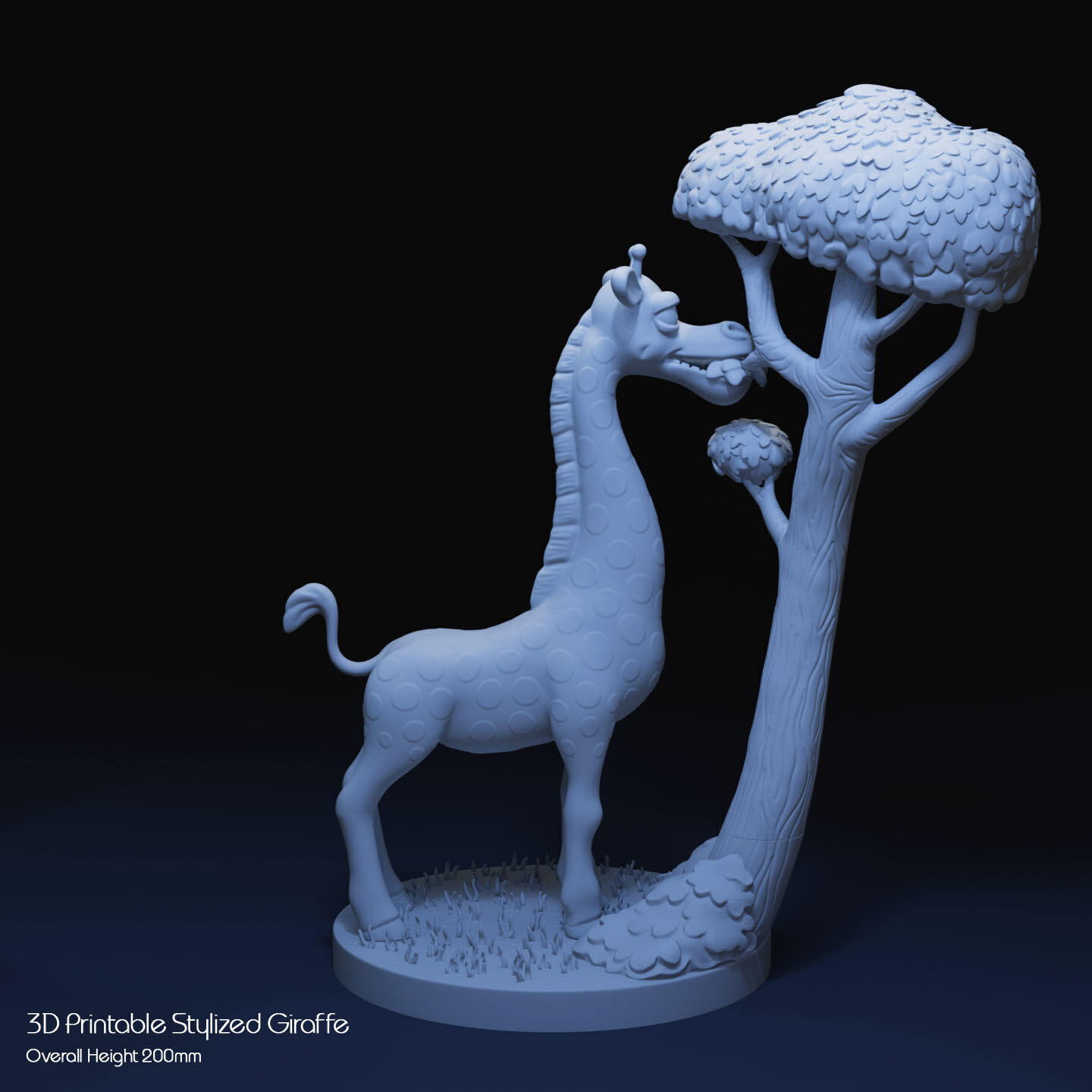 Stylized Giraffe by Tree 3D print model_7