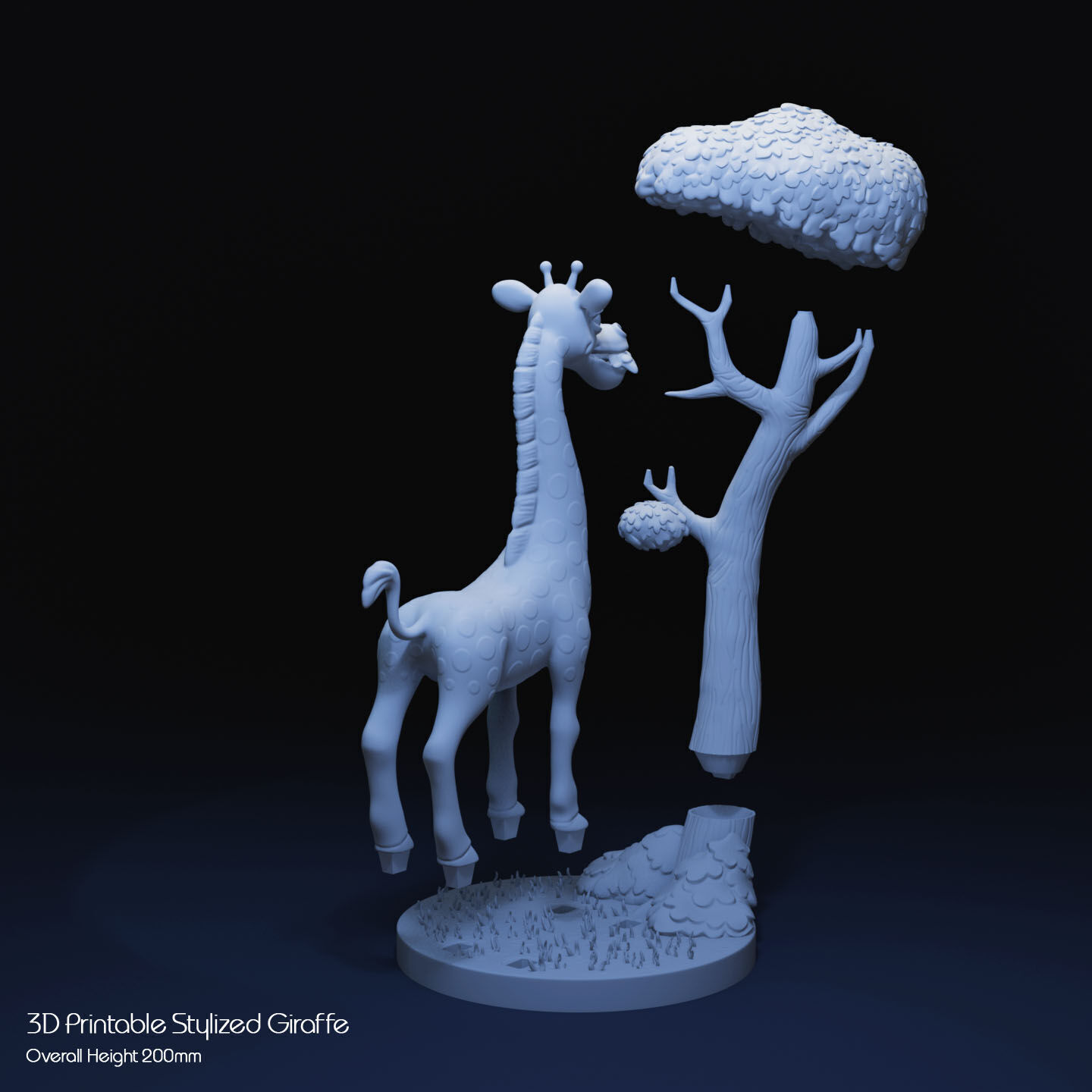 Stylized Giraffe by Tree 3D print model_25