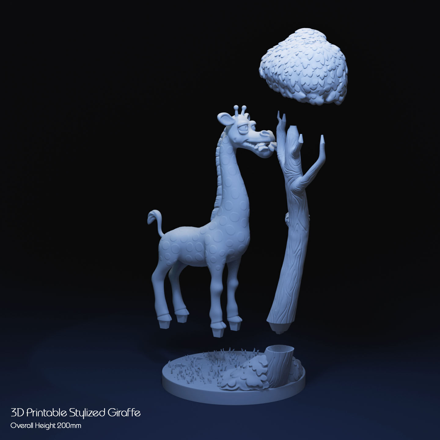 Stylized Giraffe by Tree 3D print model_24