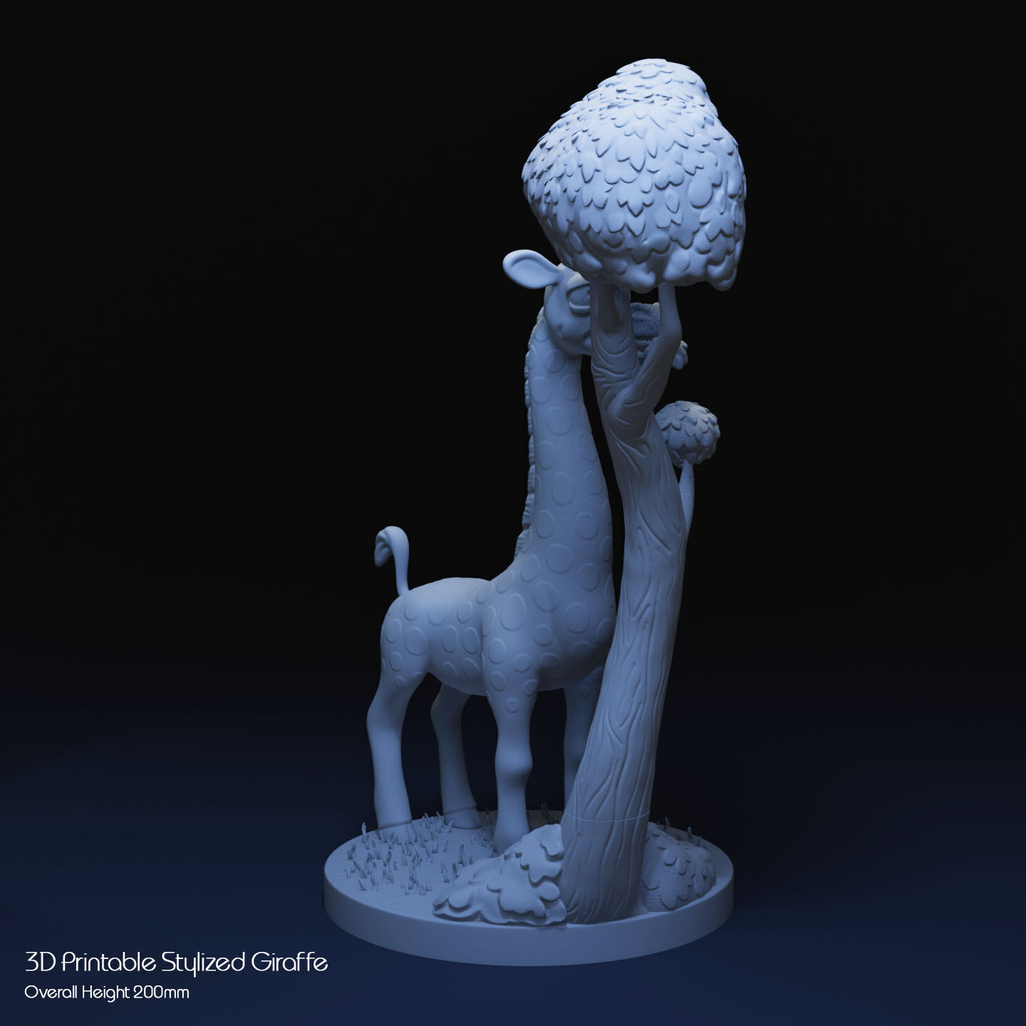 Stylized Giraffe by Tree 3D print model_4