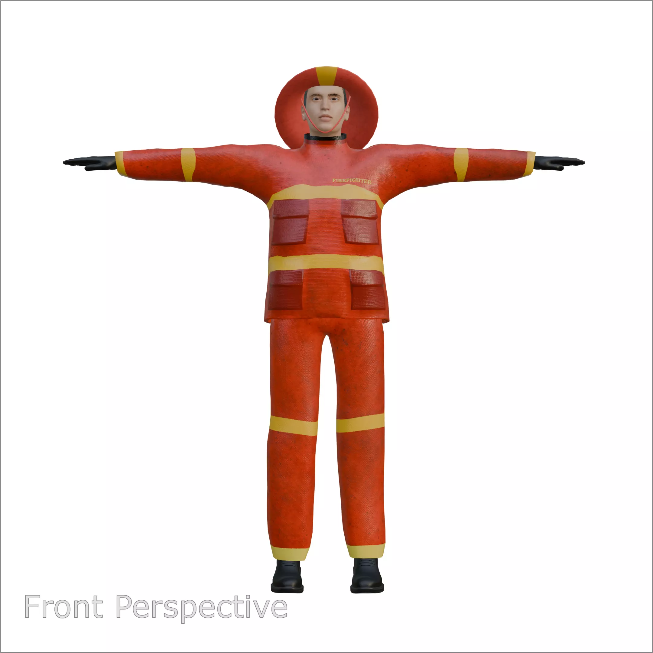 Caucasian Firefighter Character 3D model