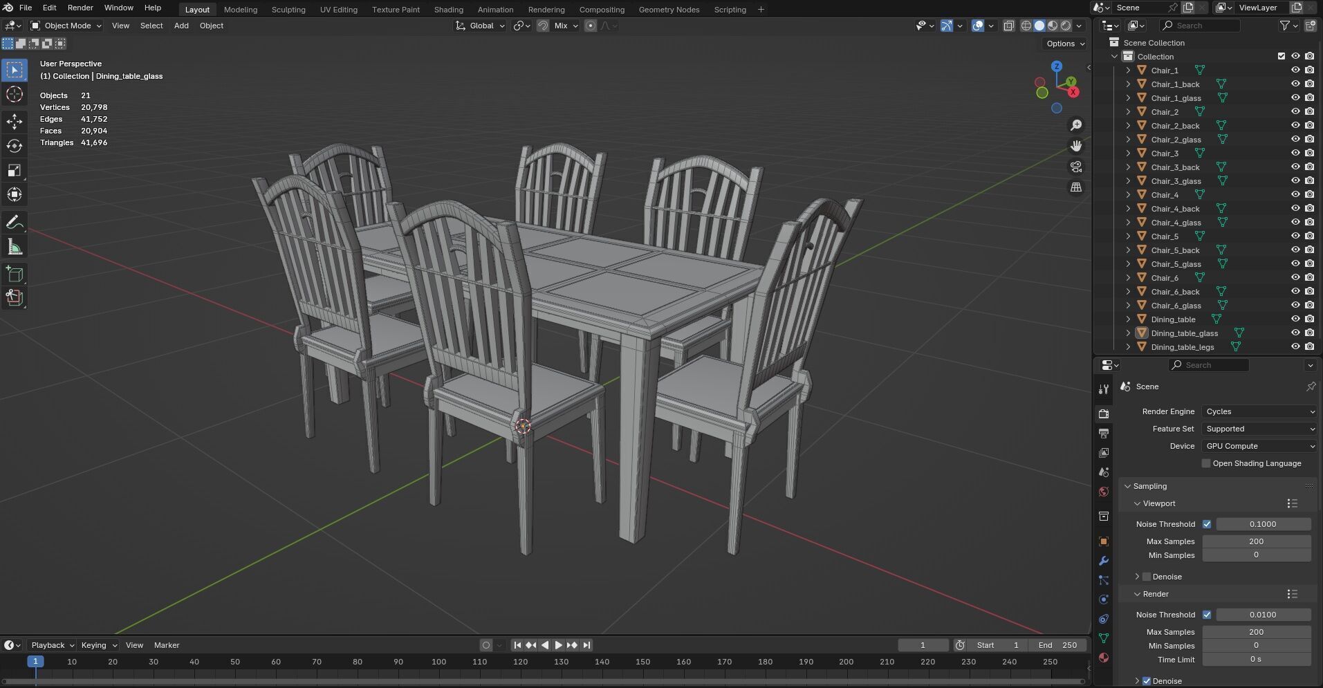 Dining set CG5 3D model_8
