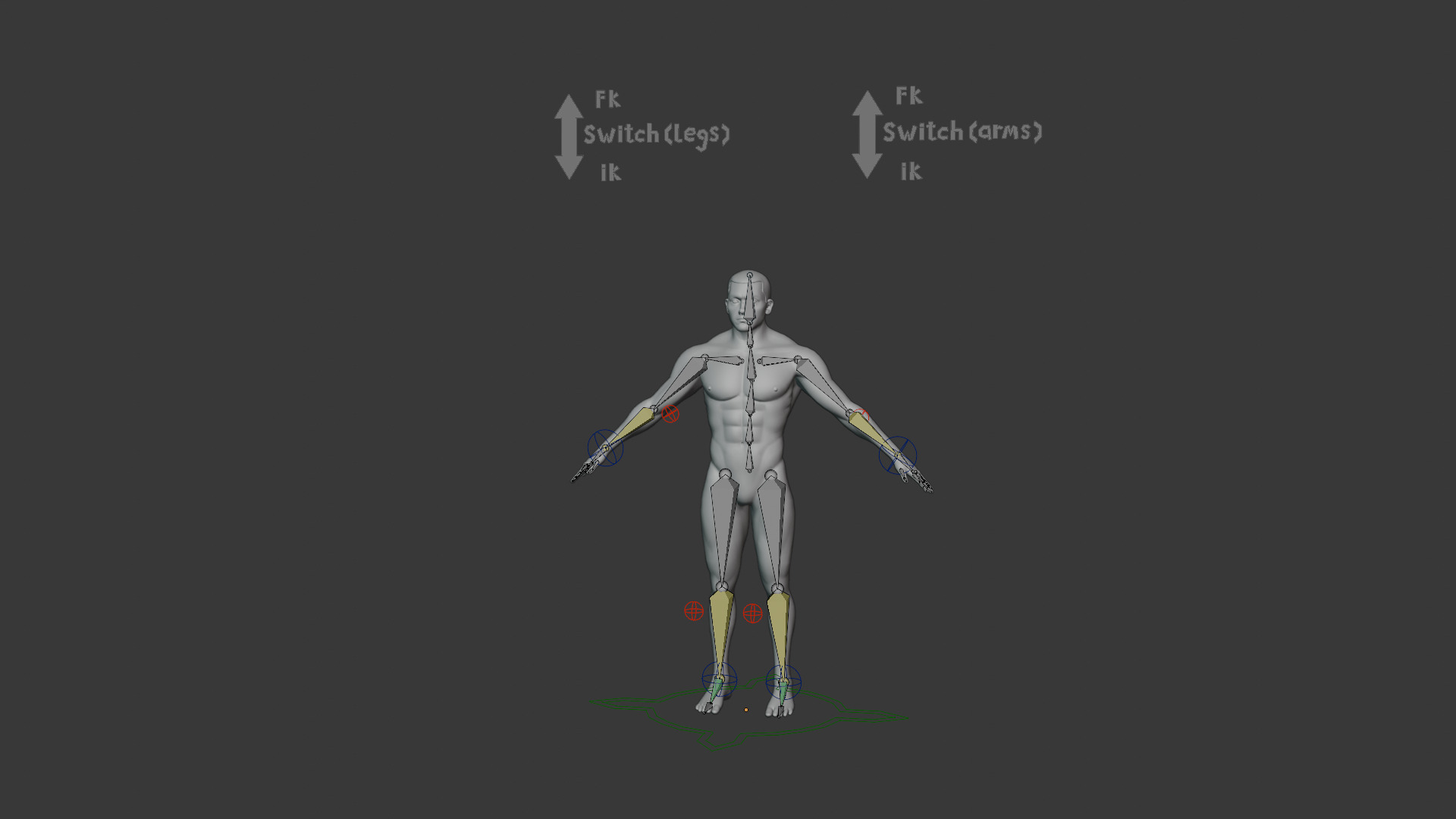 Stylized Male Body Base Mesh Pack Rigged IK FK Switch Game Ready Low-poly 3D model_54