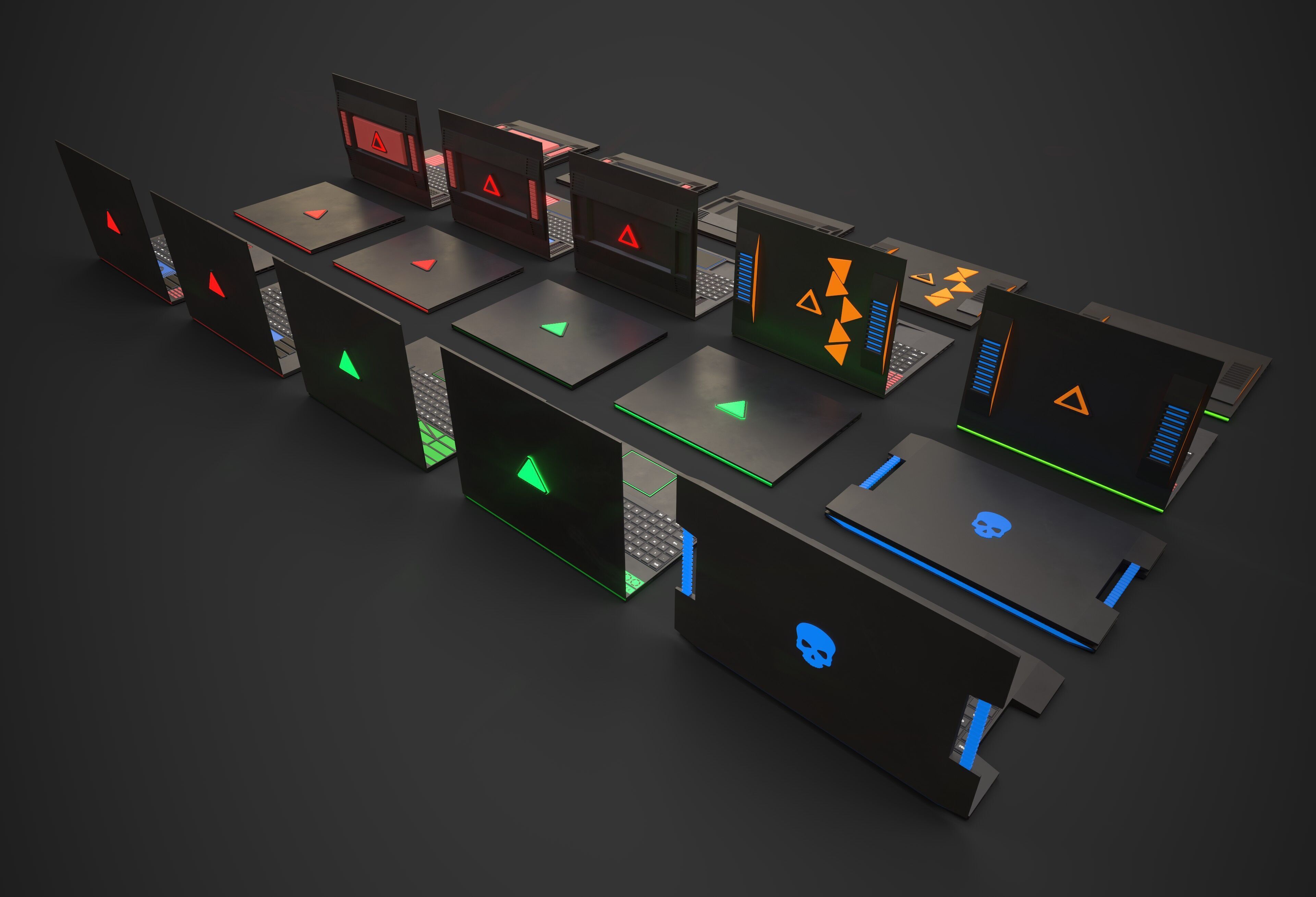 Scifi Laptop Collection Low-poly 3D model_3