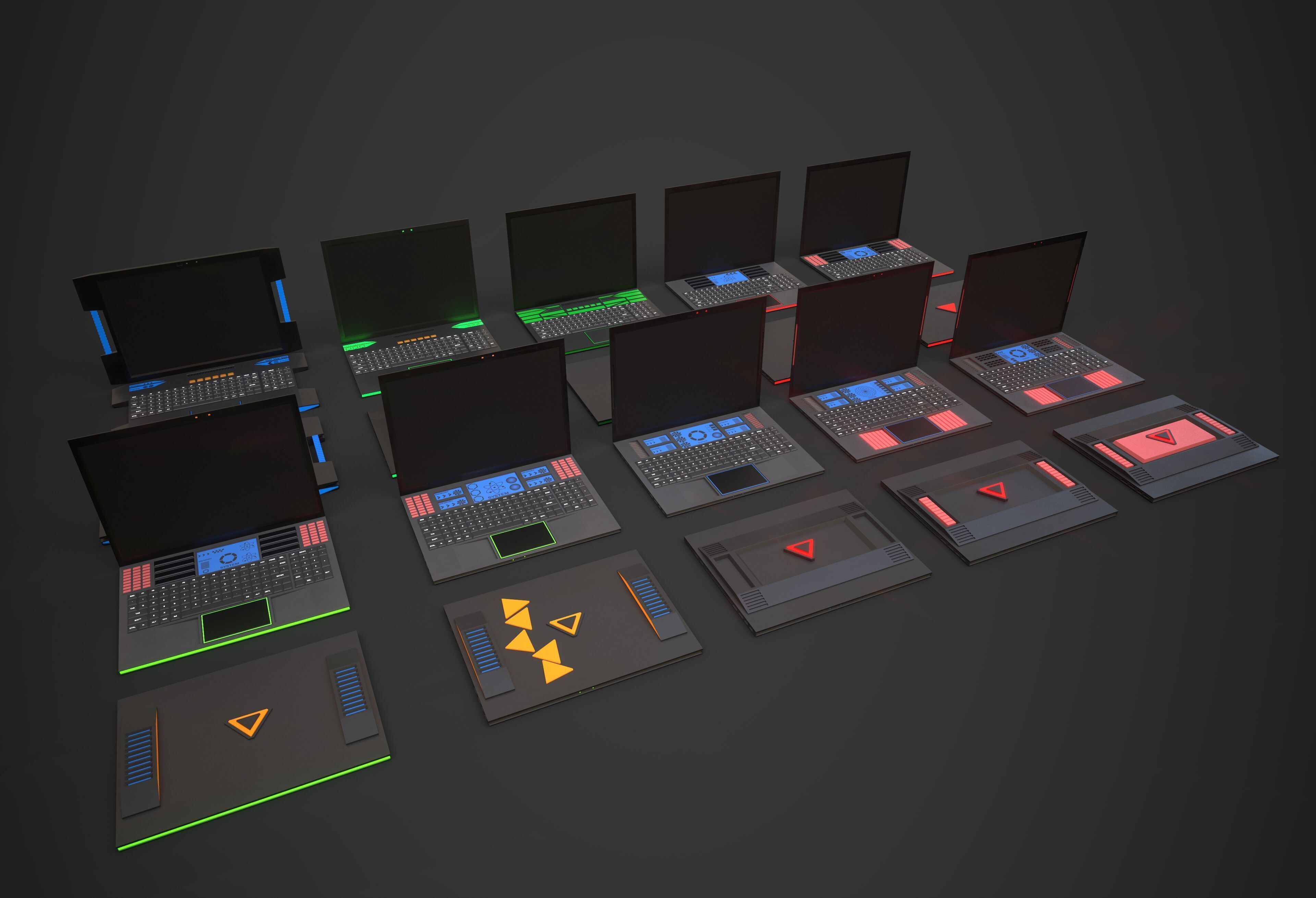 Scifi Laptop Collection Low-poly 3D model_9