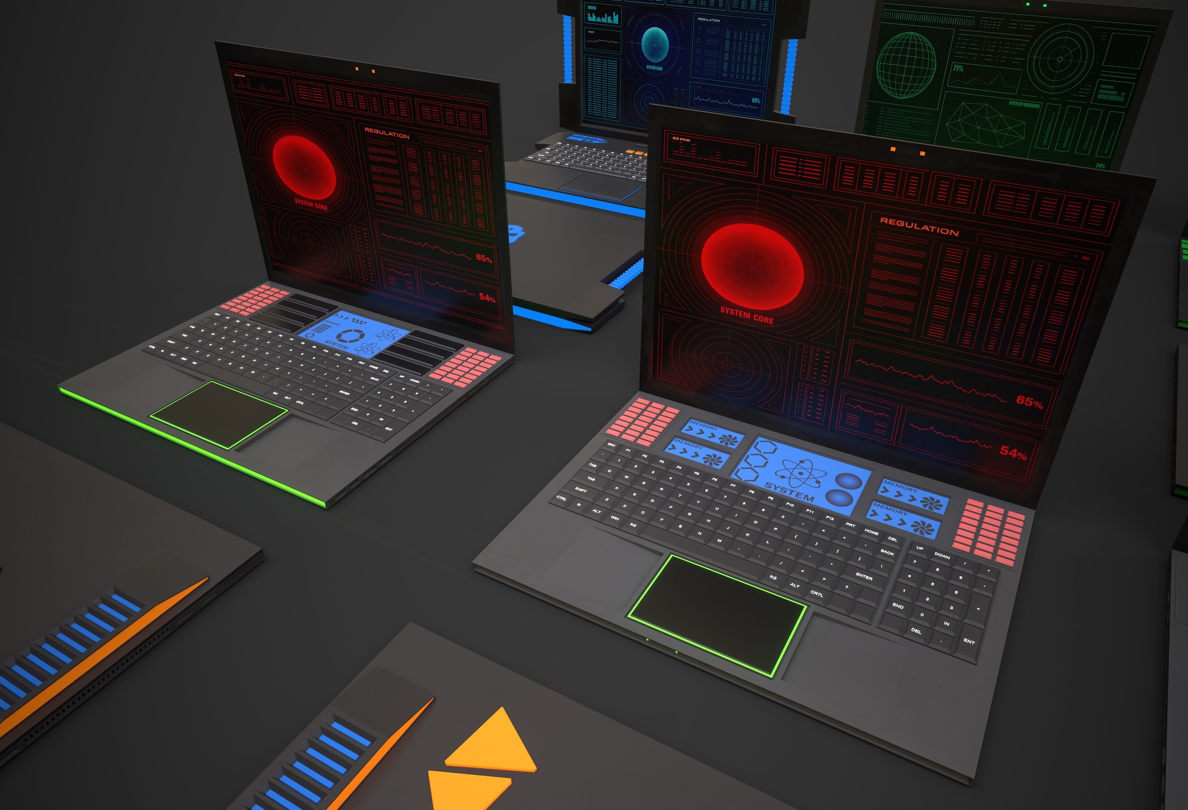 Scifi Laptop Collection Low-poly 3D model_7