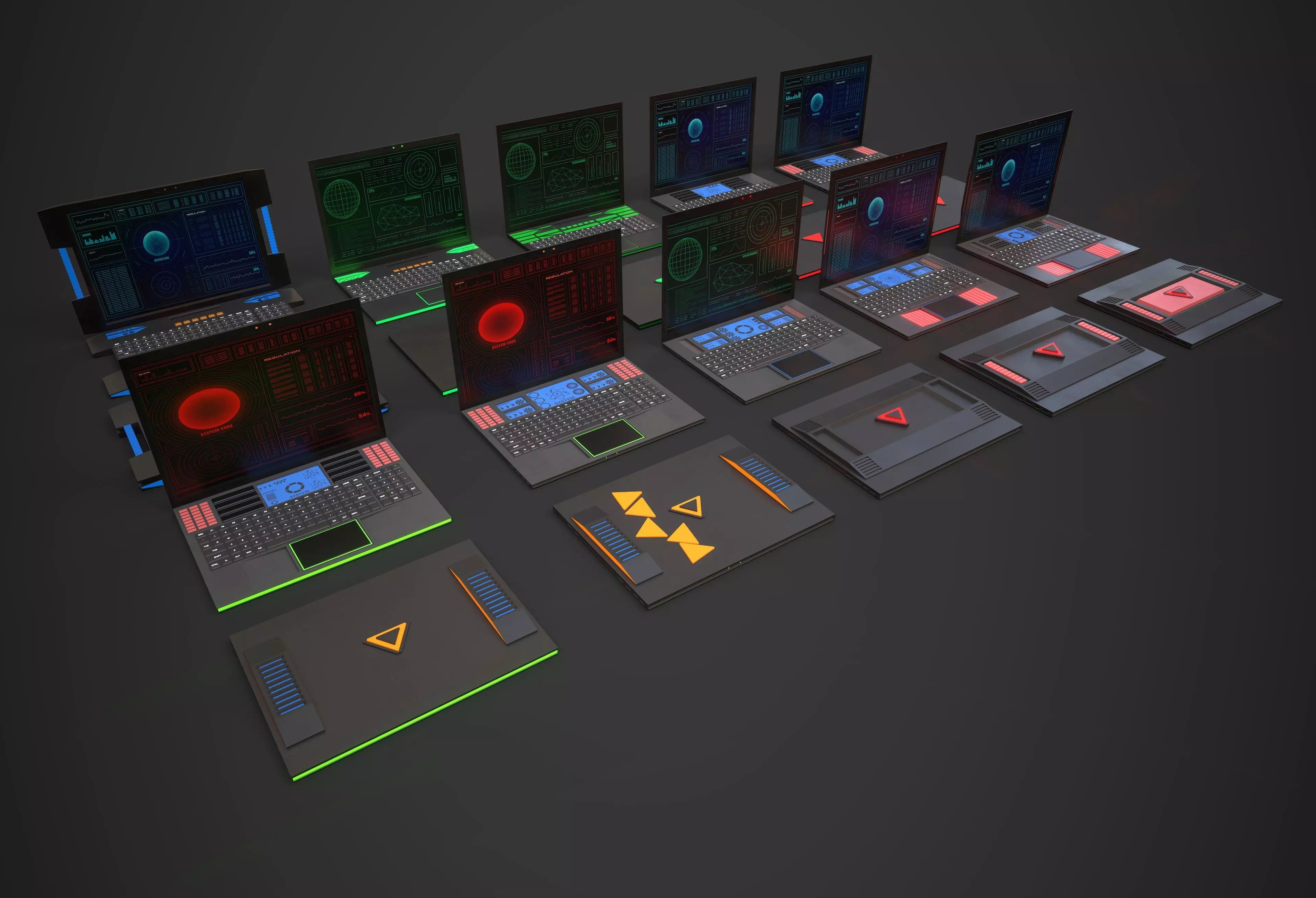 Scifi Laptop Collection Low-poly 3D model_0