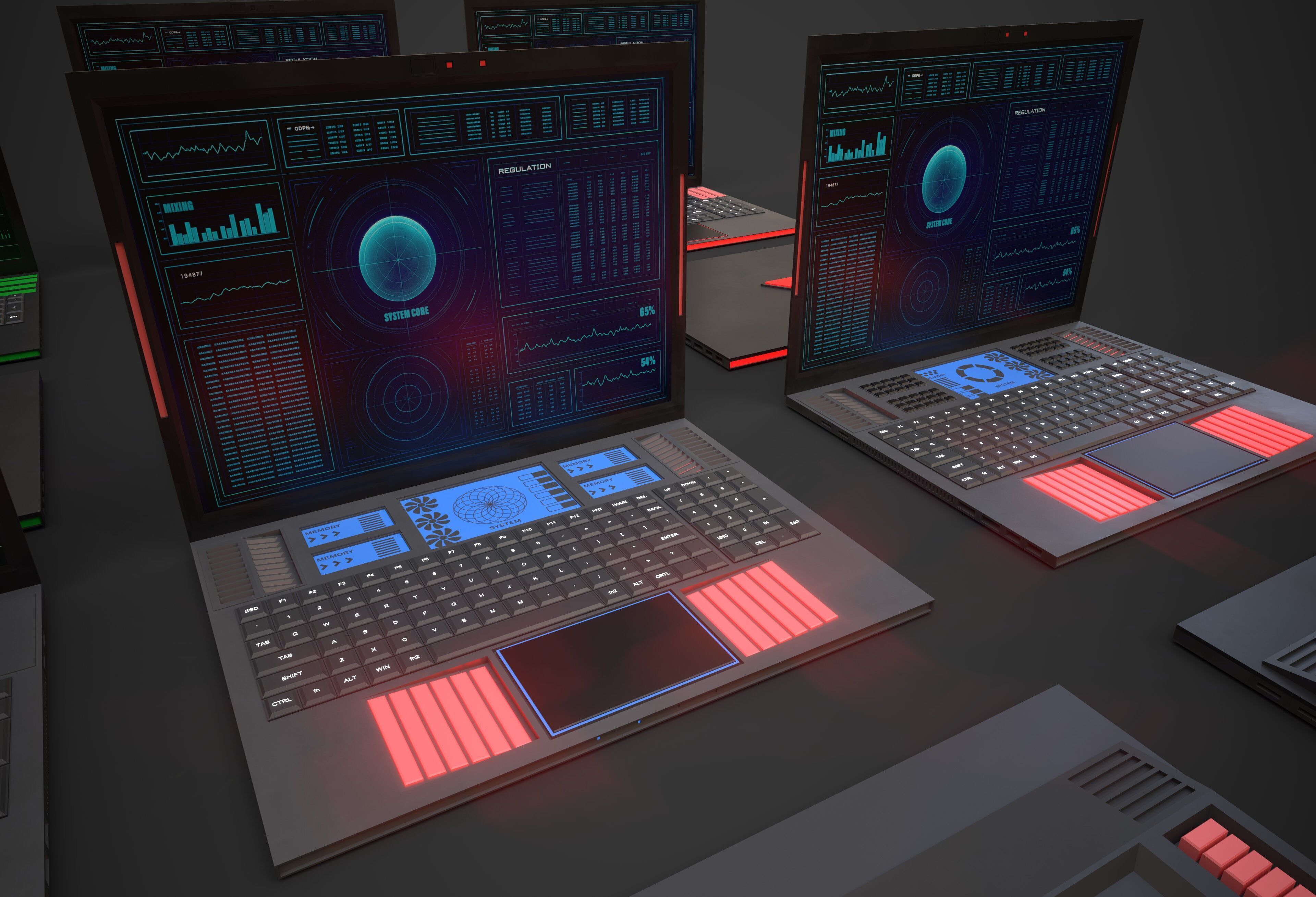 Scifi Laptop Collection Low-poly 3D model_6
