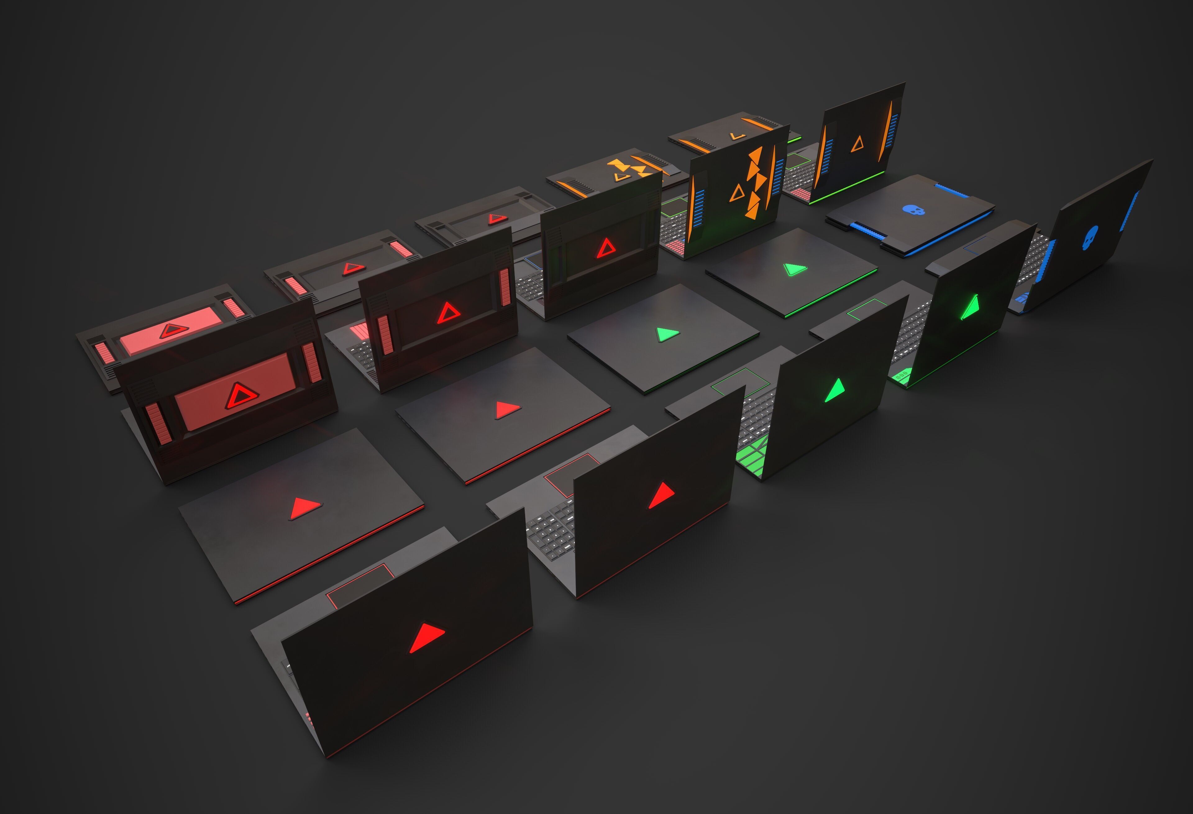 Scifi Laptop Collection Low-poly 3D model_4