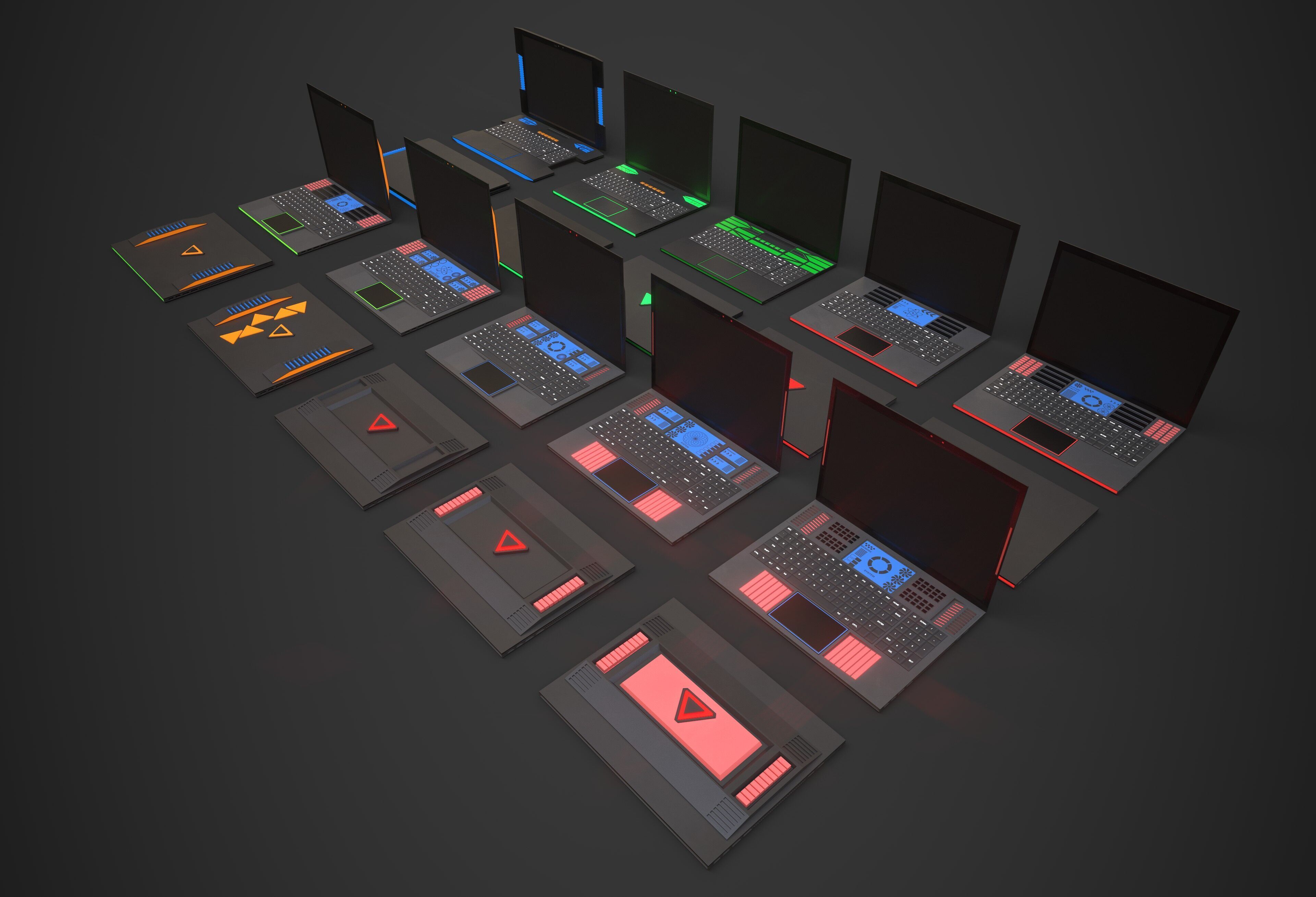 Scifi Laptop Collection Low-poly 3D model_10
