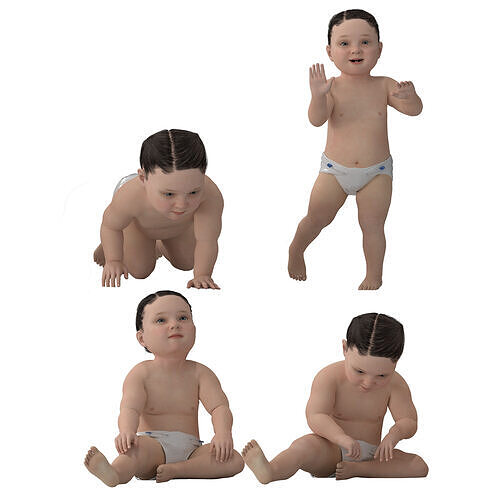 Realistic Baby Boy  4 Poses Low-poly 3D model