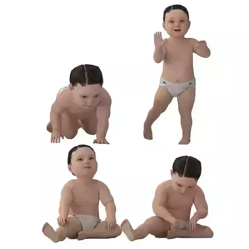 Realistic Baby Boy  4 Poses
