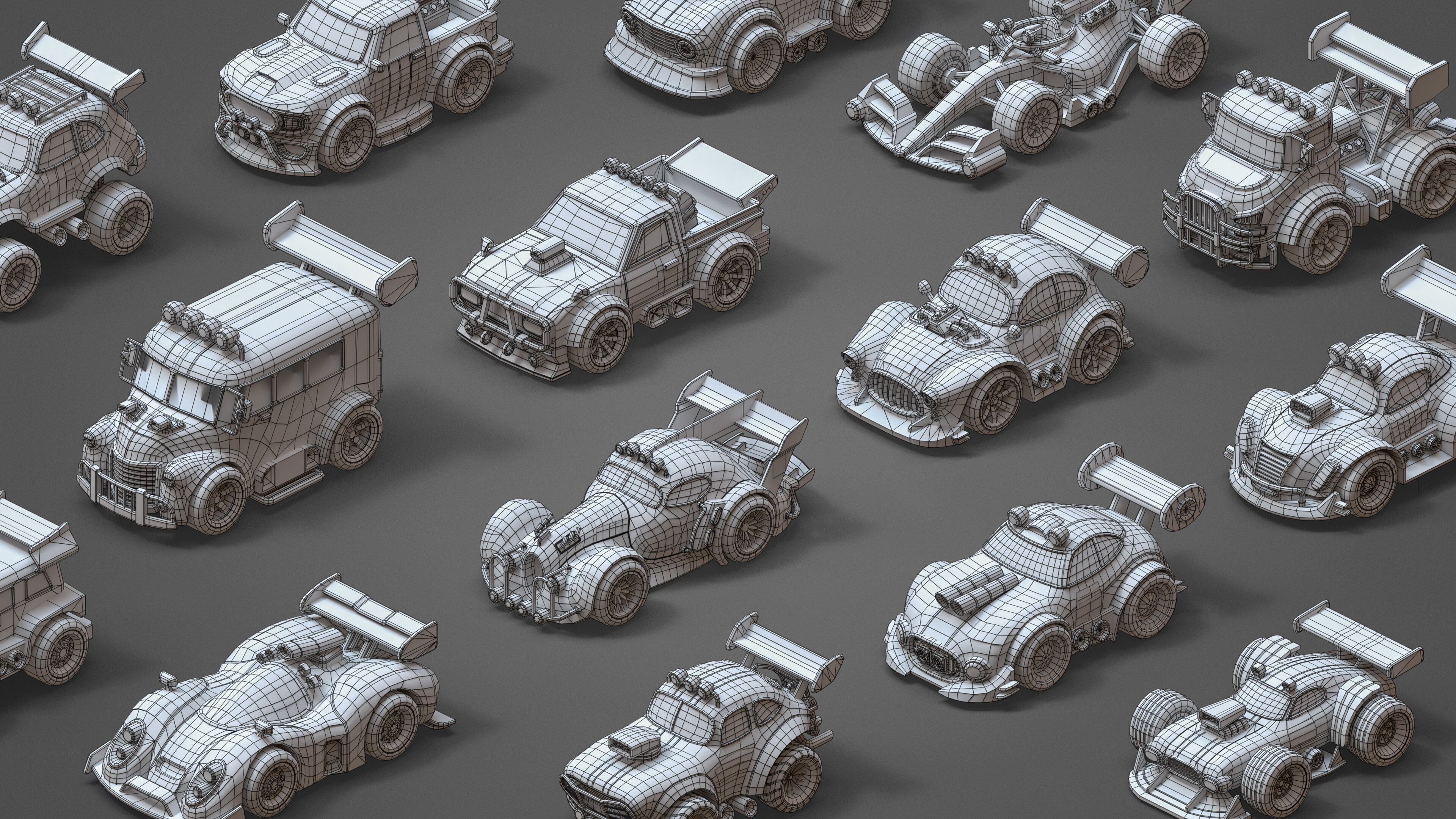 Modular Racing Cars Low-poly 3D model_30