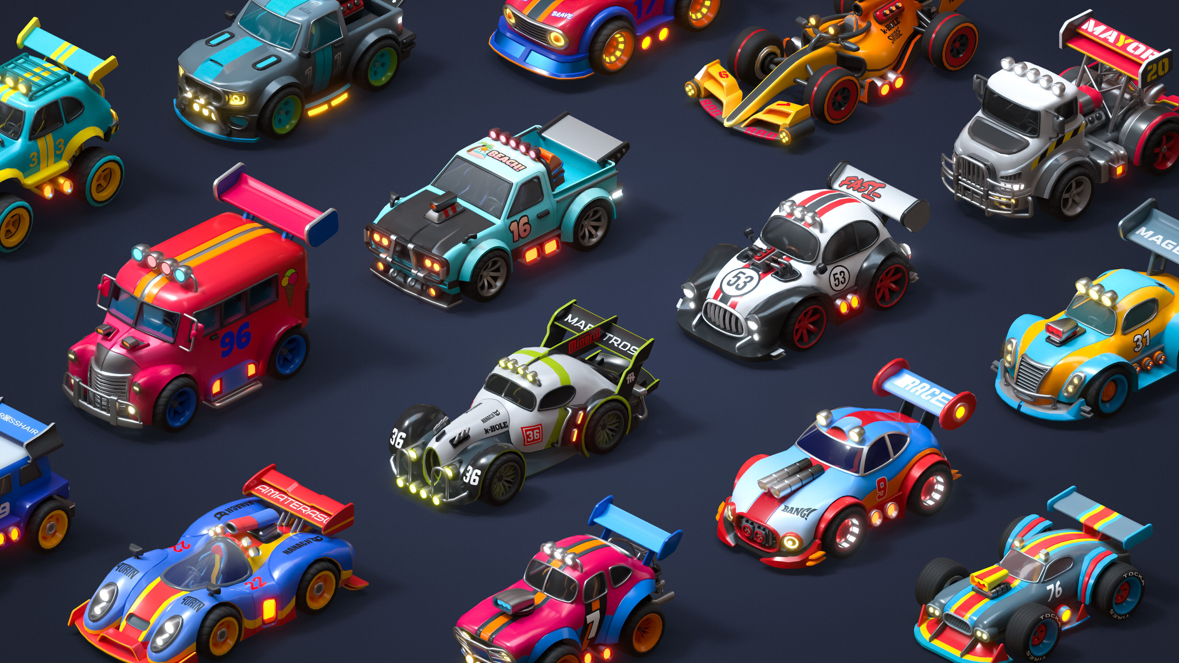 Modular Racing Cars Low-poly 3D model_4