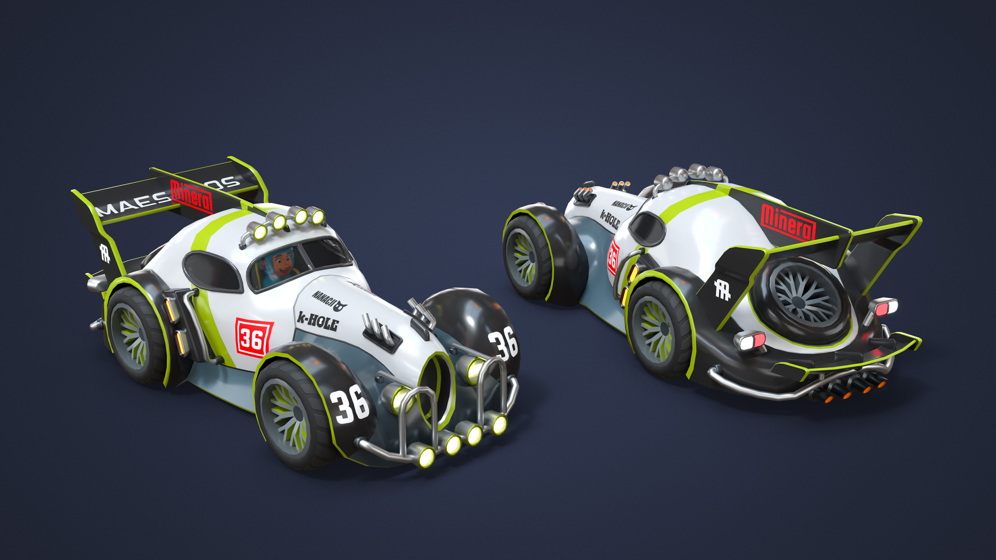 Modular Racing Cars Low-poly 3D model_29