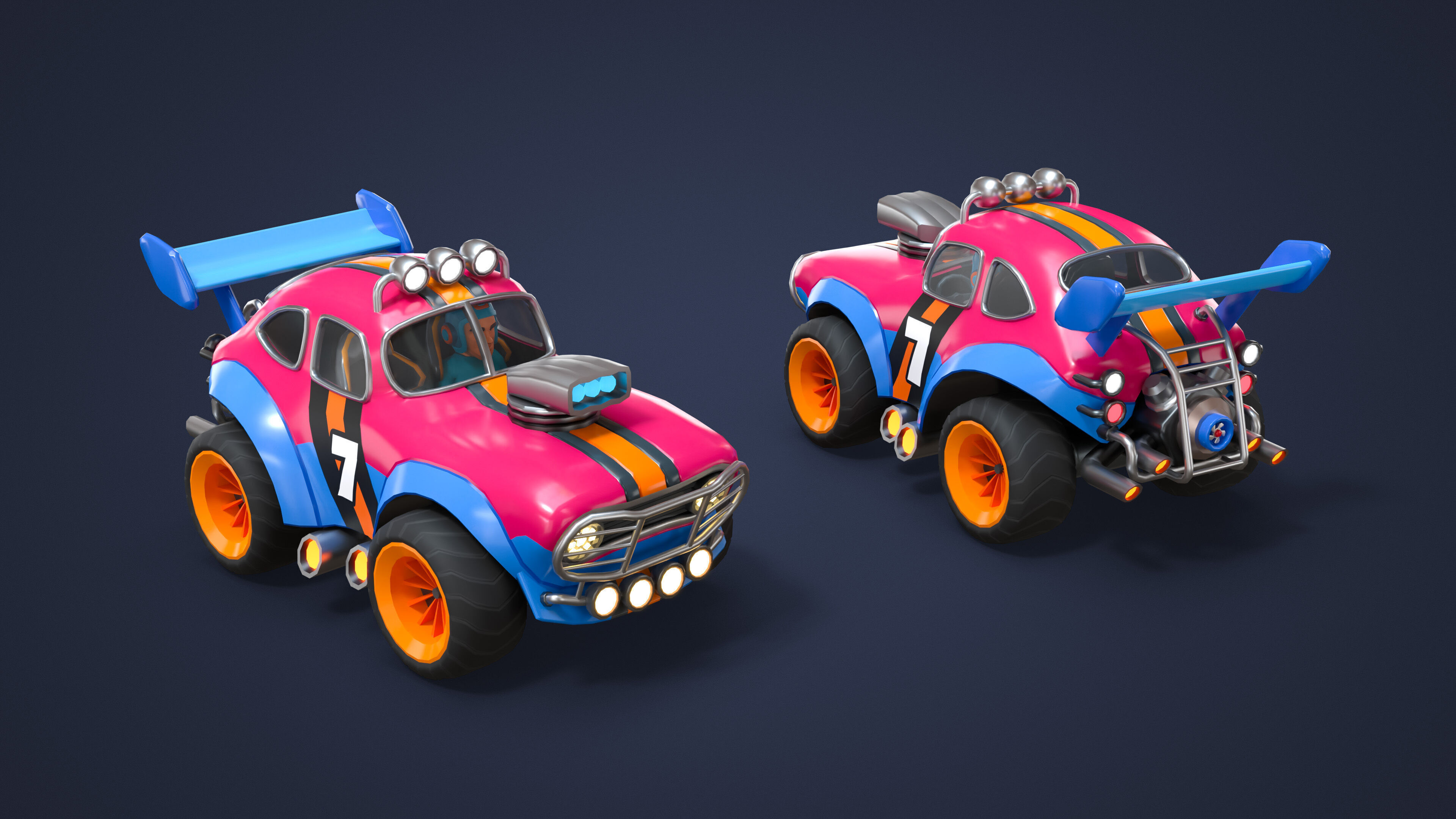 Modular Racing Cars Low-poly 3D model_25