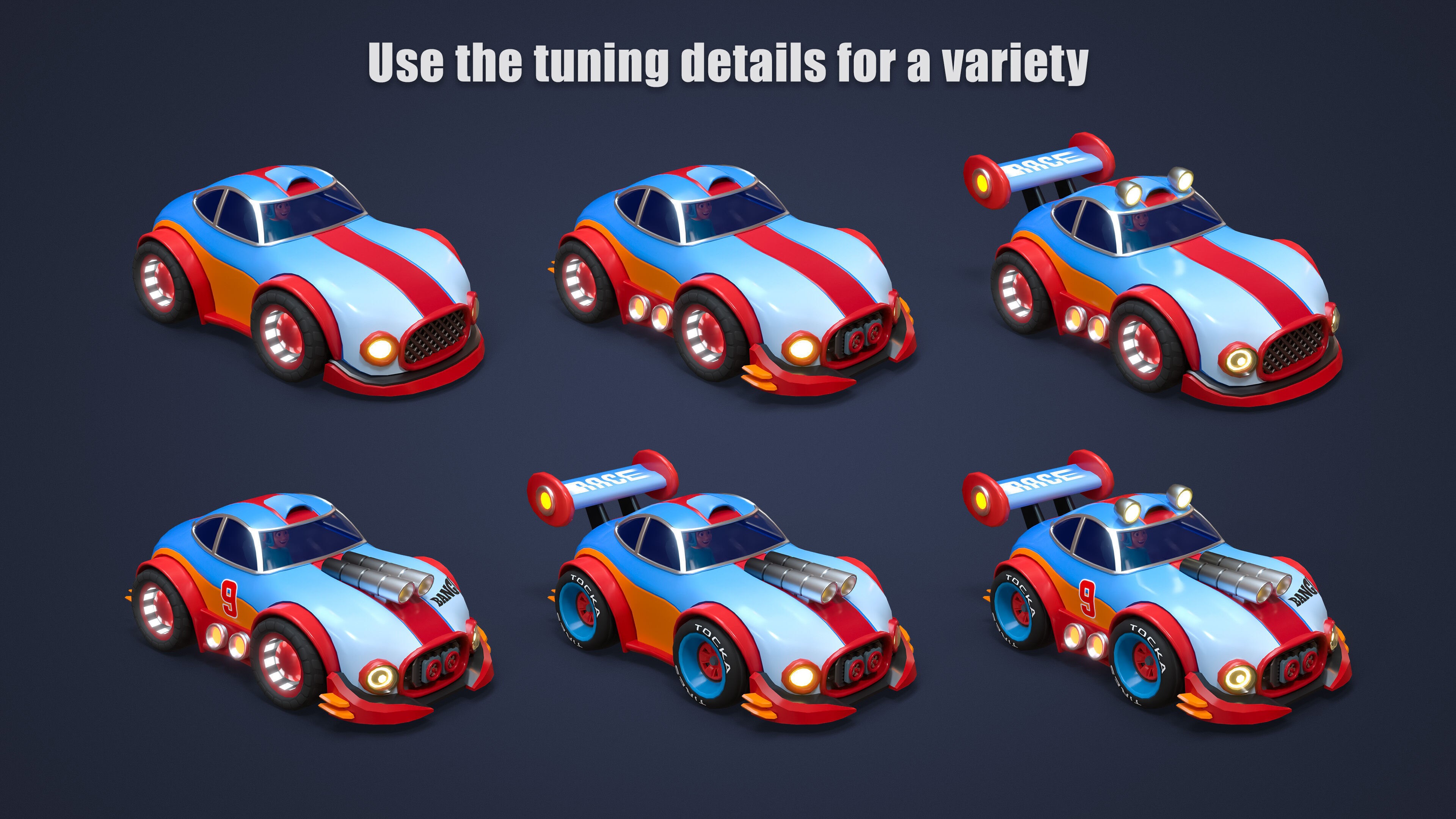 Modular Racing Cars Low-poly 3D model_6