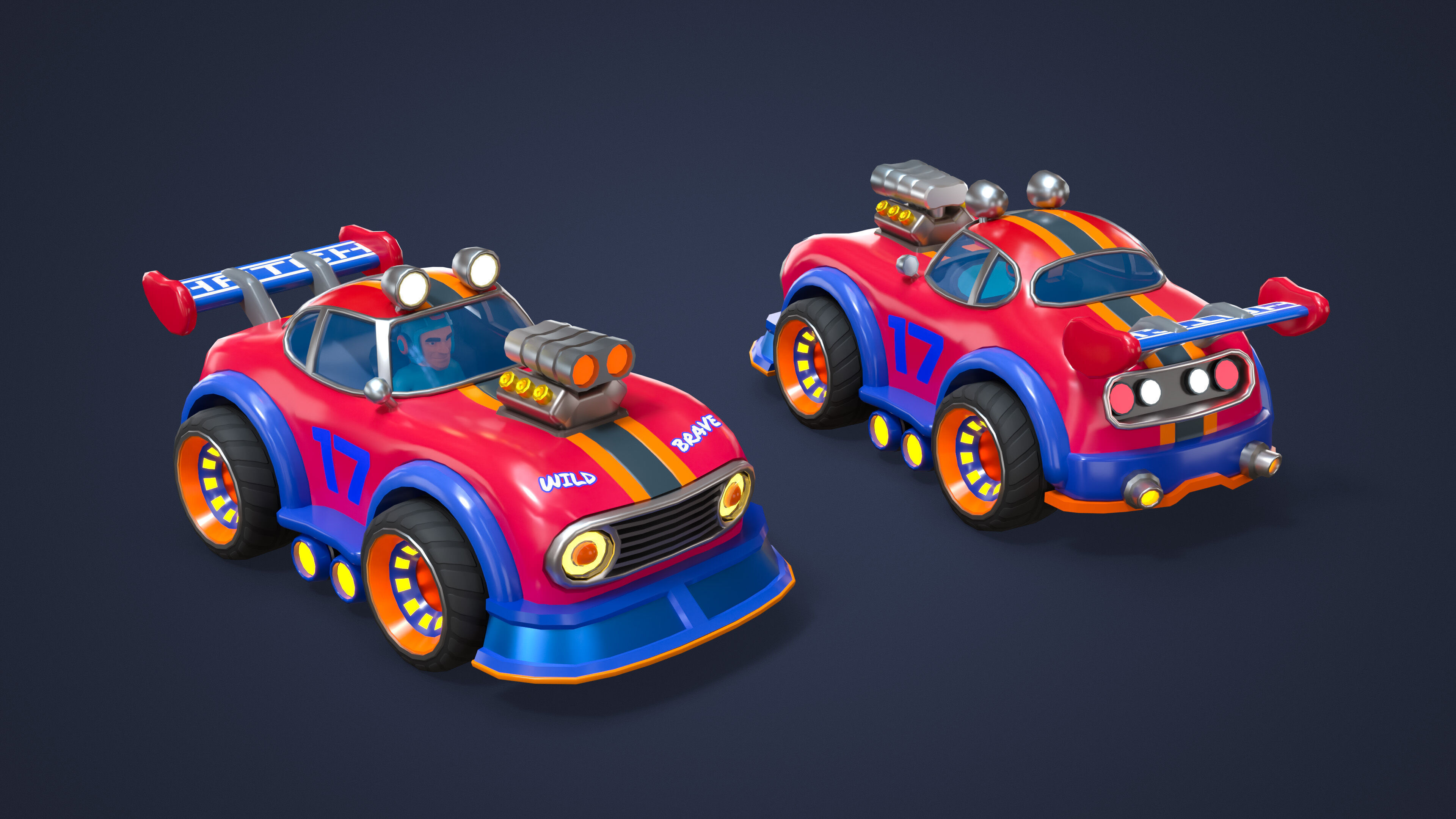 Modular Racing Cars Low-poly 3D model_15