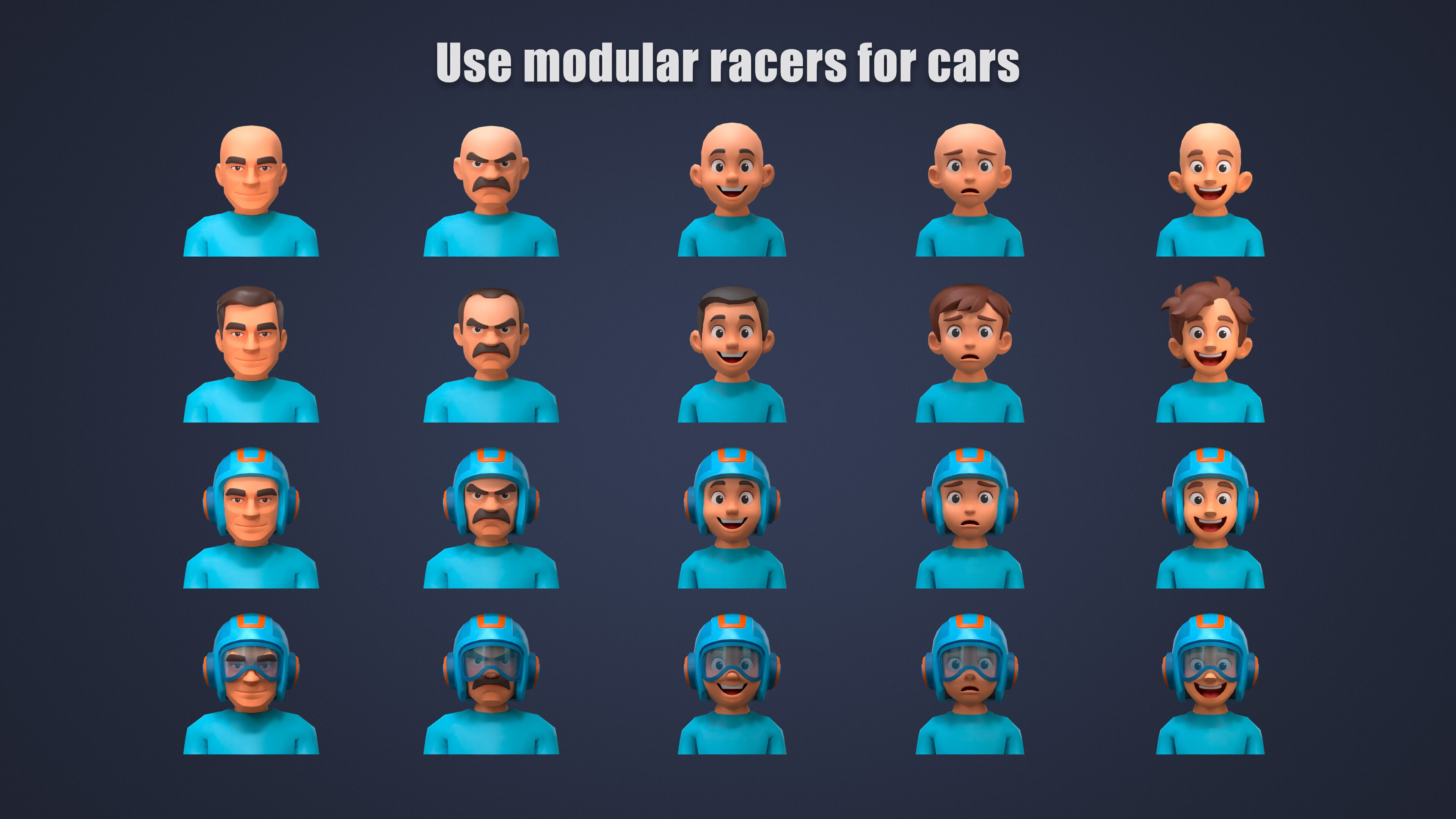 Modular Racing Cars Low-poly 3D model_10