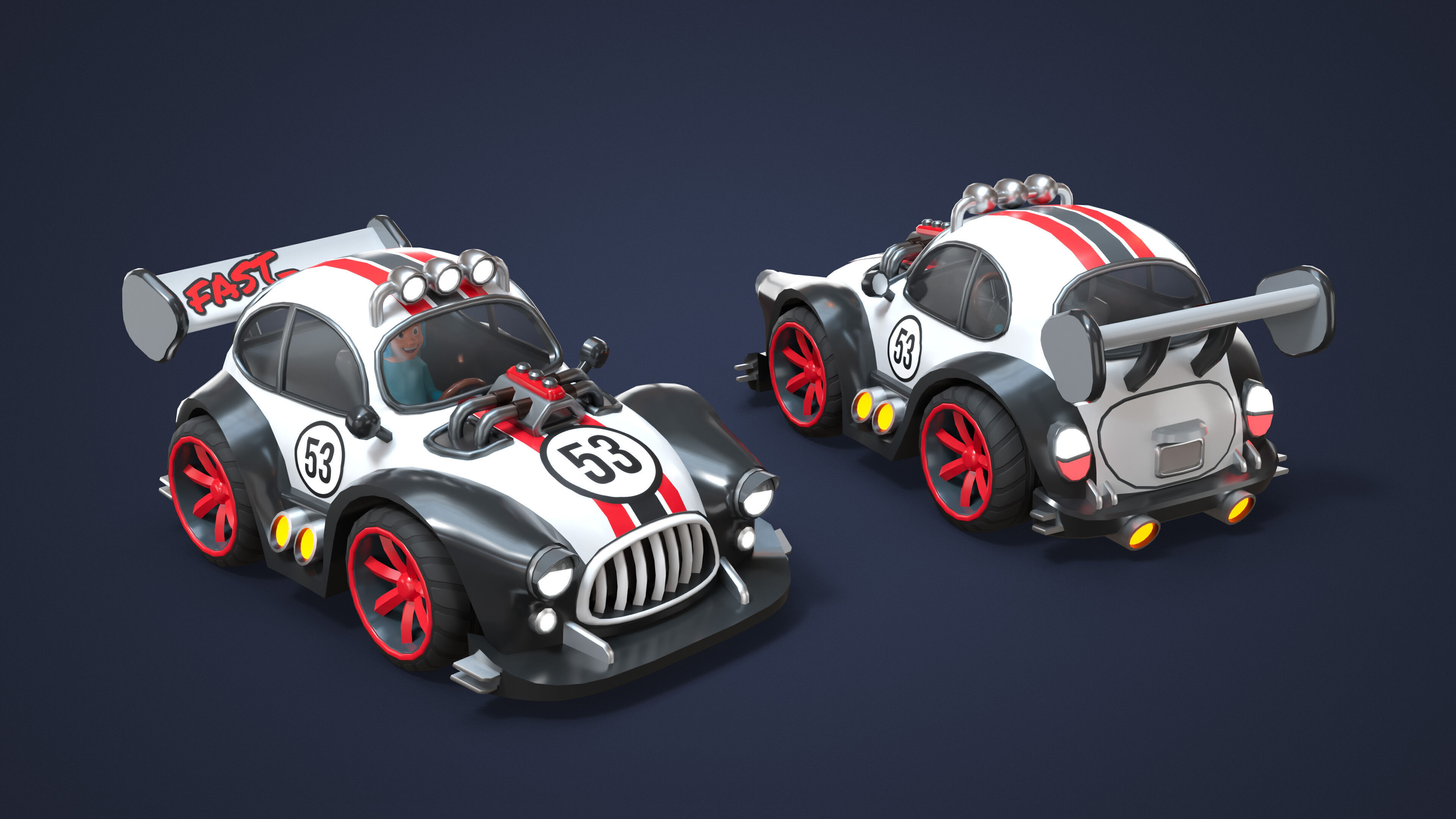Modular Racing Cars Low-poly 3D model_17