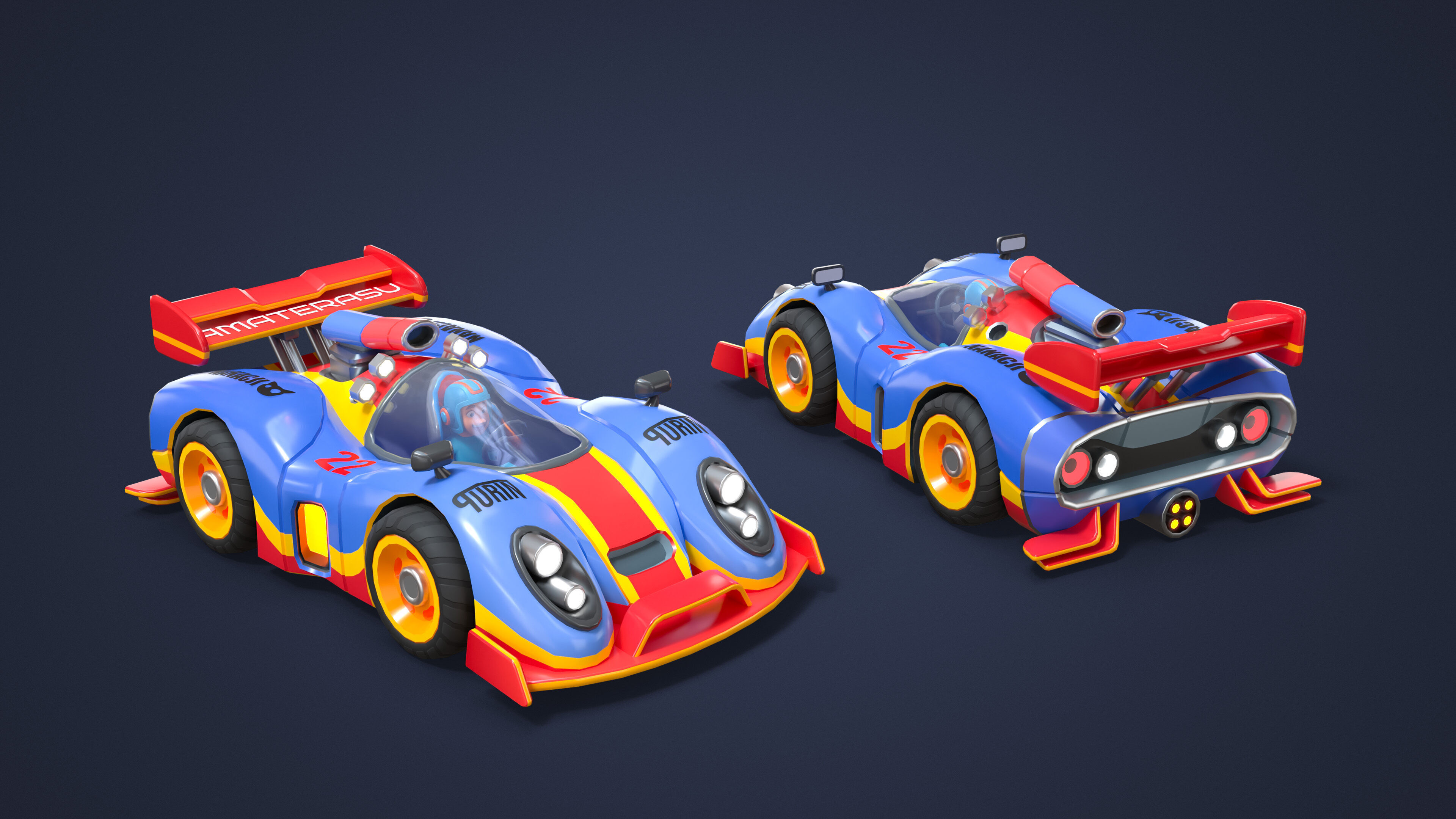 Modular Racing Cars Low-poly 3D model_24