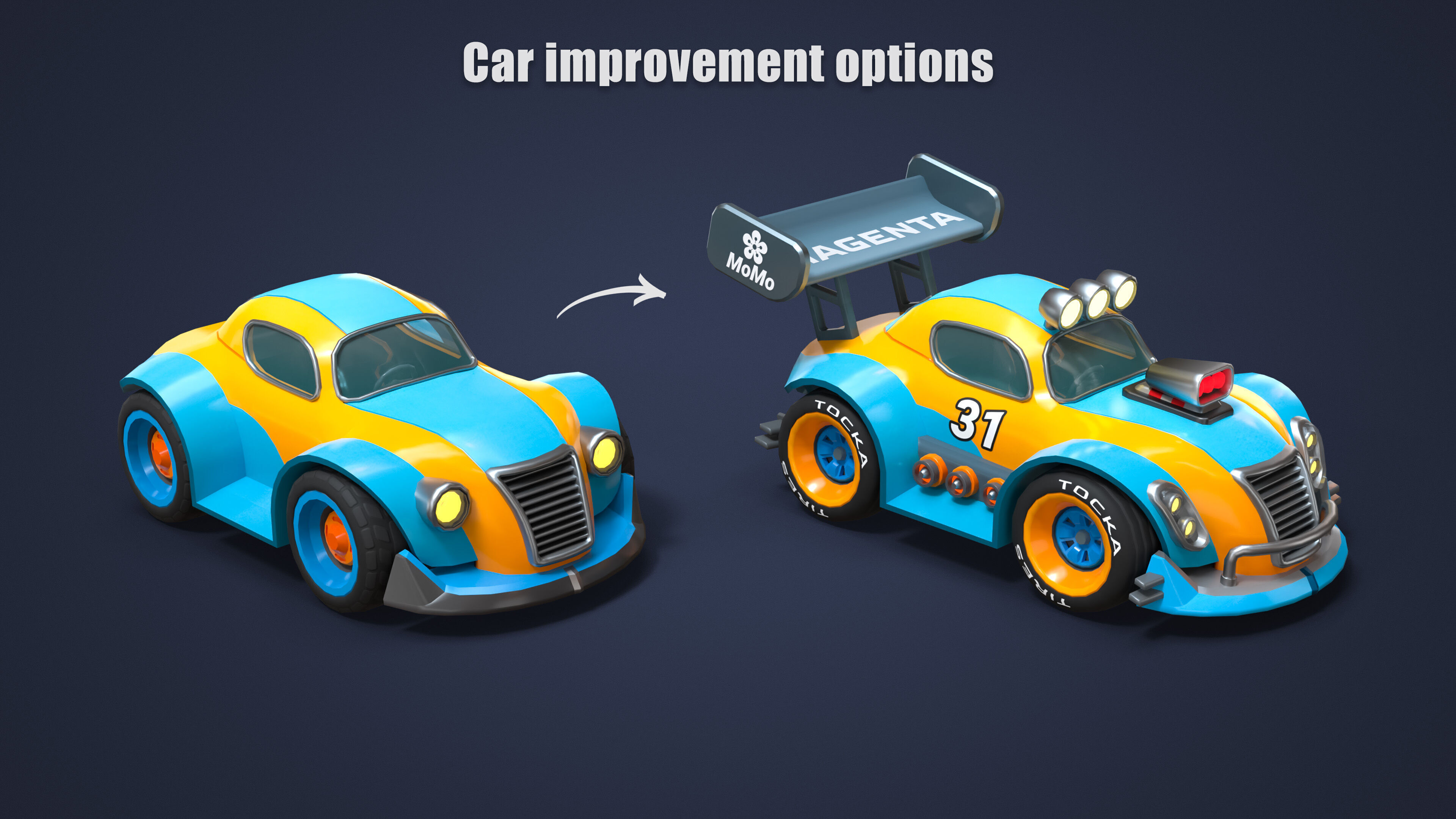 Modular Racing Cars Low-poly 3D model_5