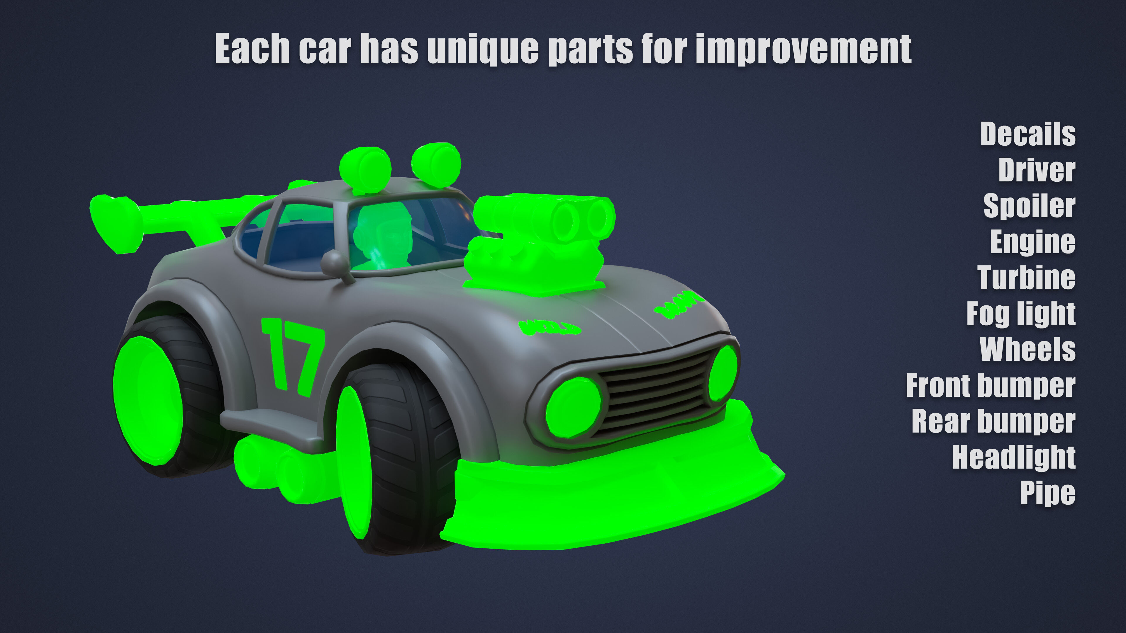 Modular Racing Cars Low-poly 3D model_7