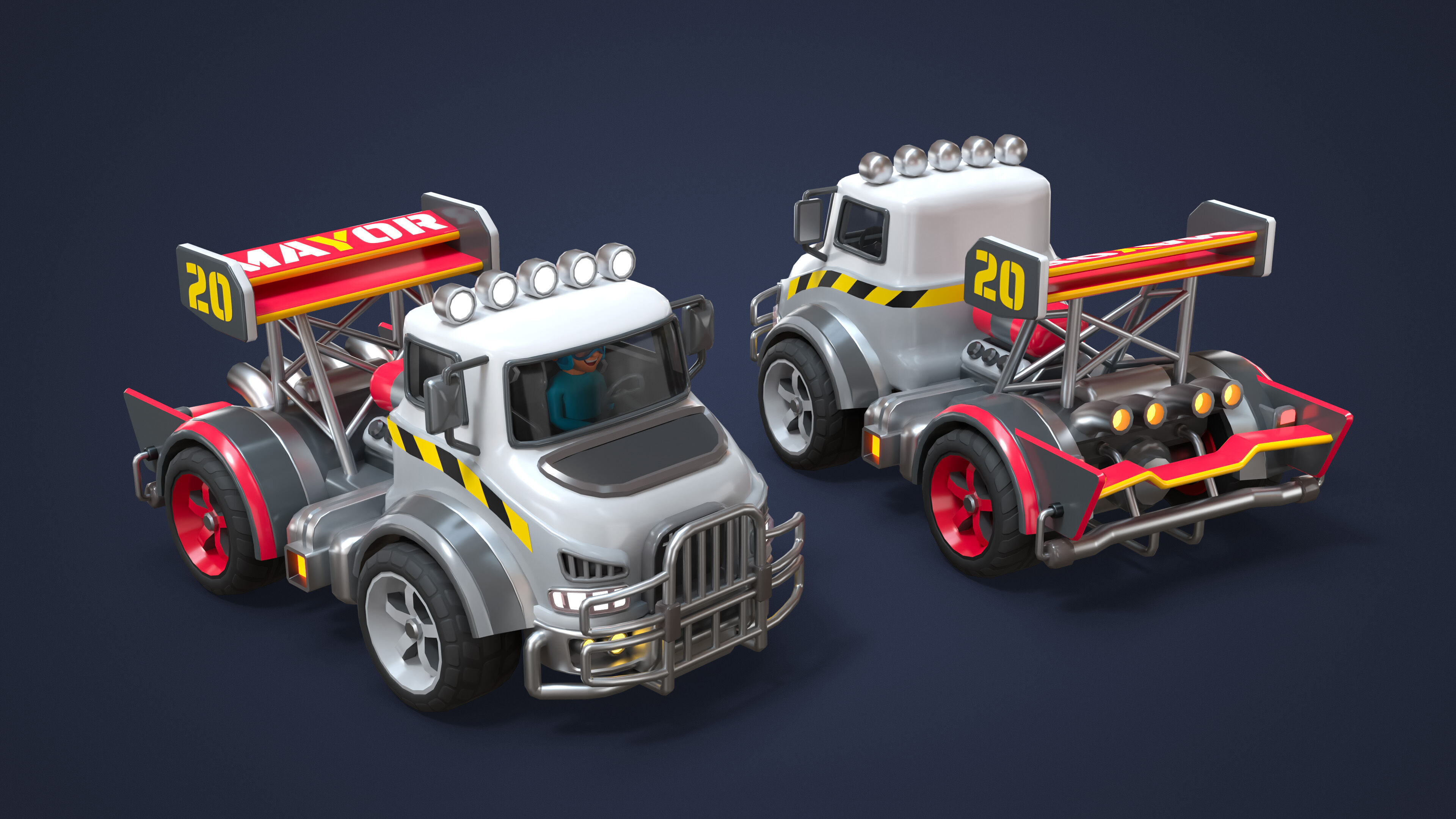 Modular Racing Cars Low-poly 3D model_27