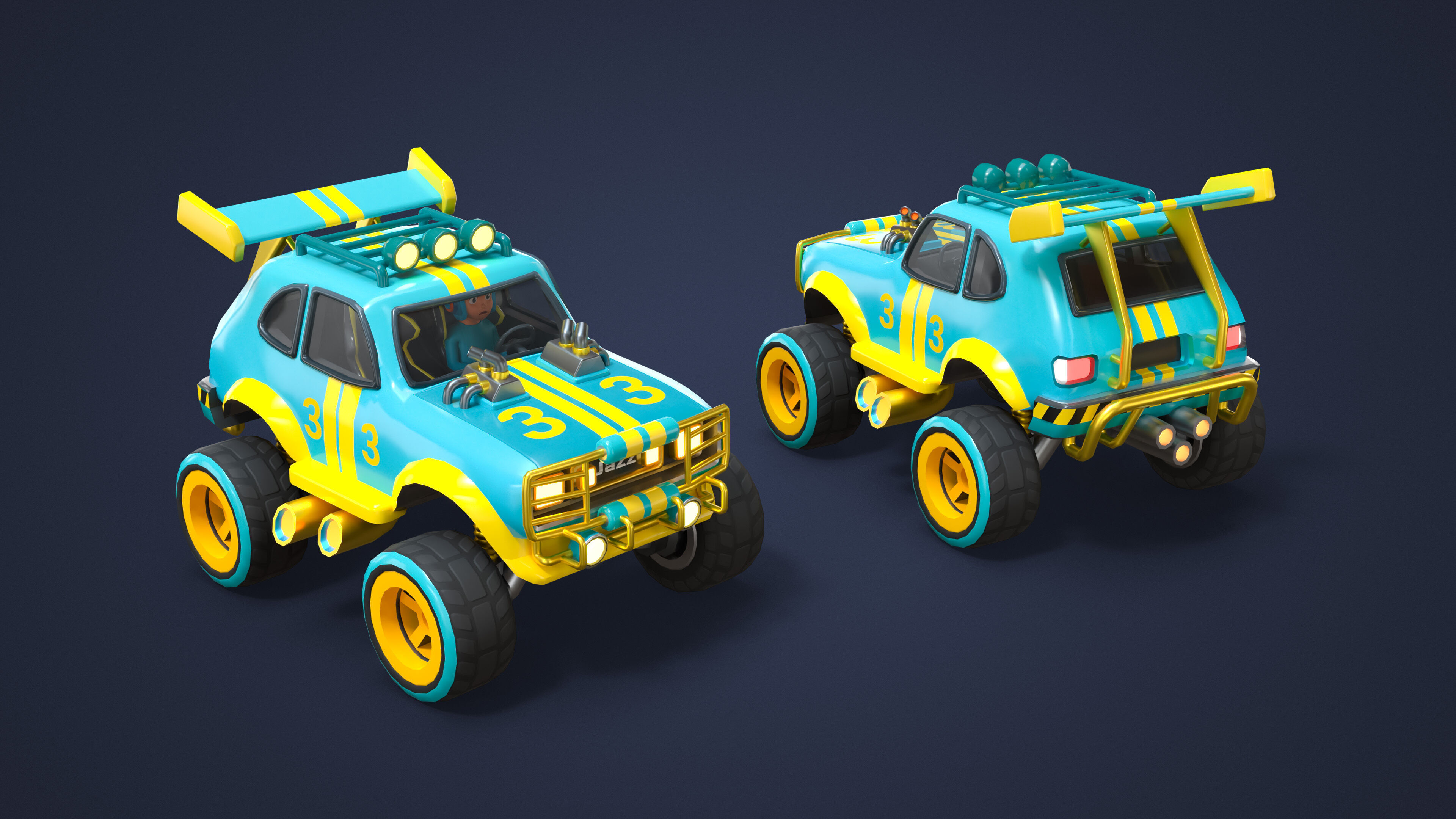 Modular Racing Cars Low-poly 3D model_28