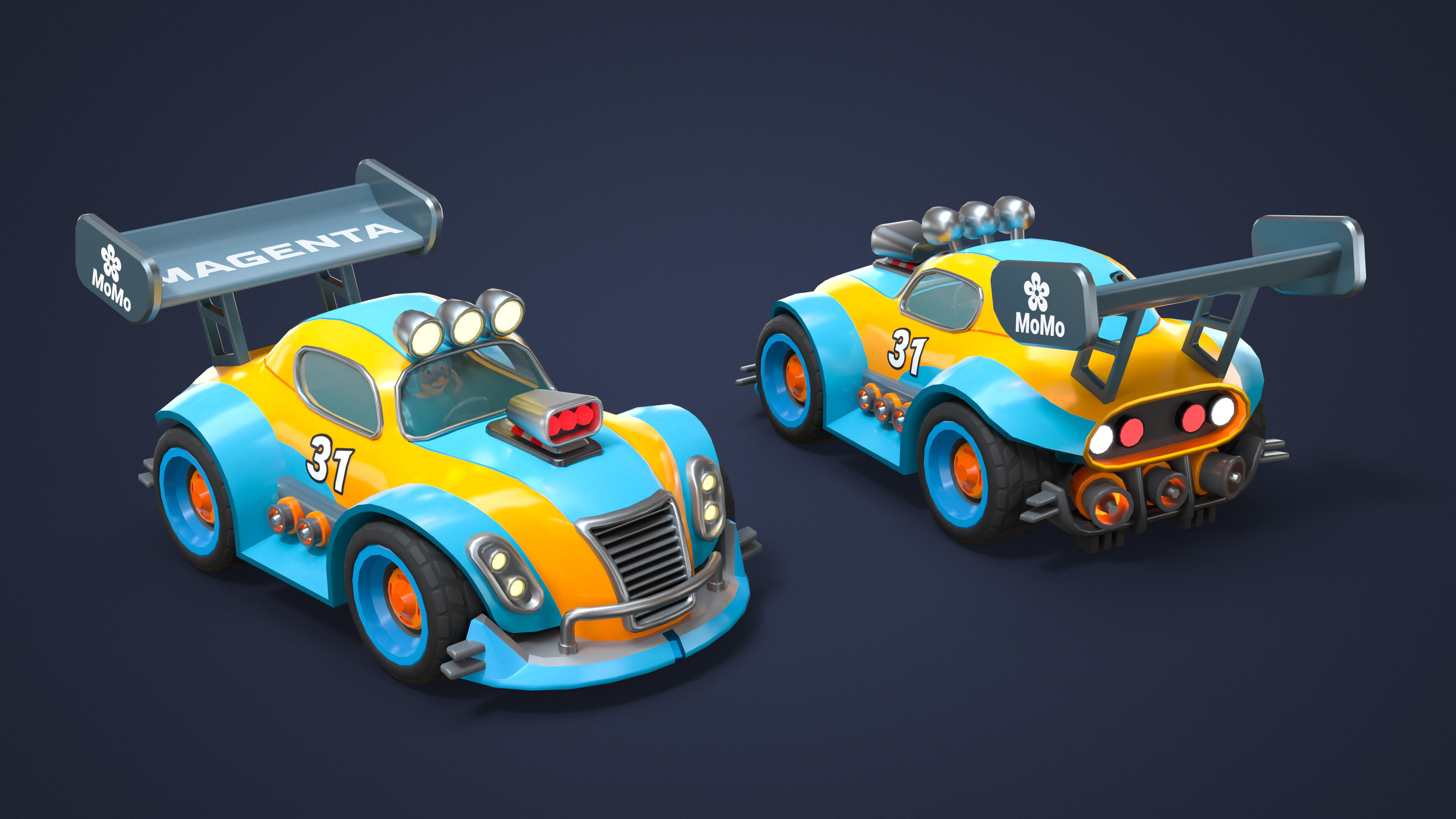 Modular Racing Cars Low-poly 3D model_22