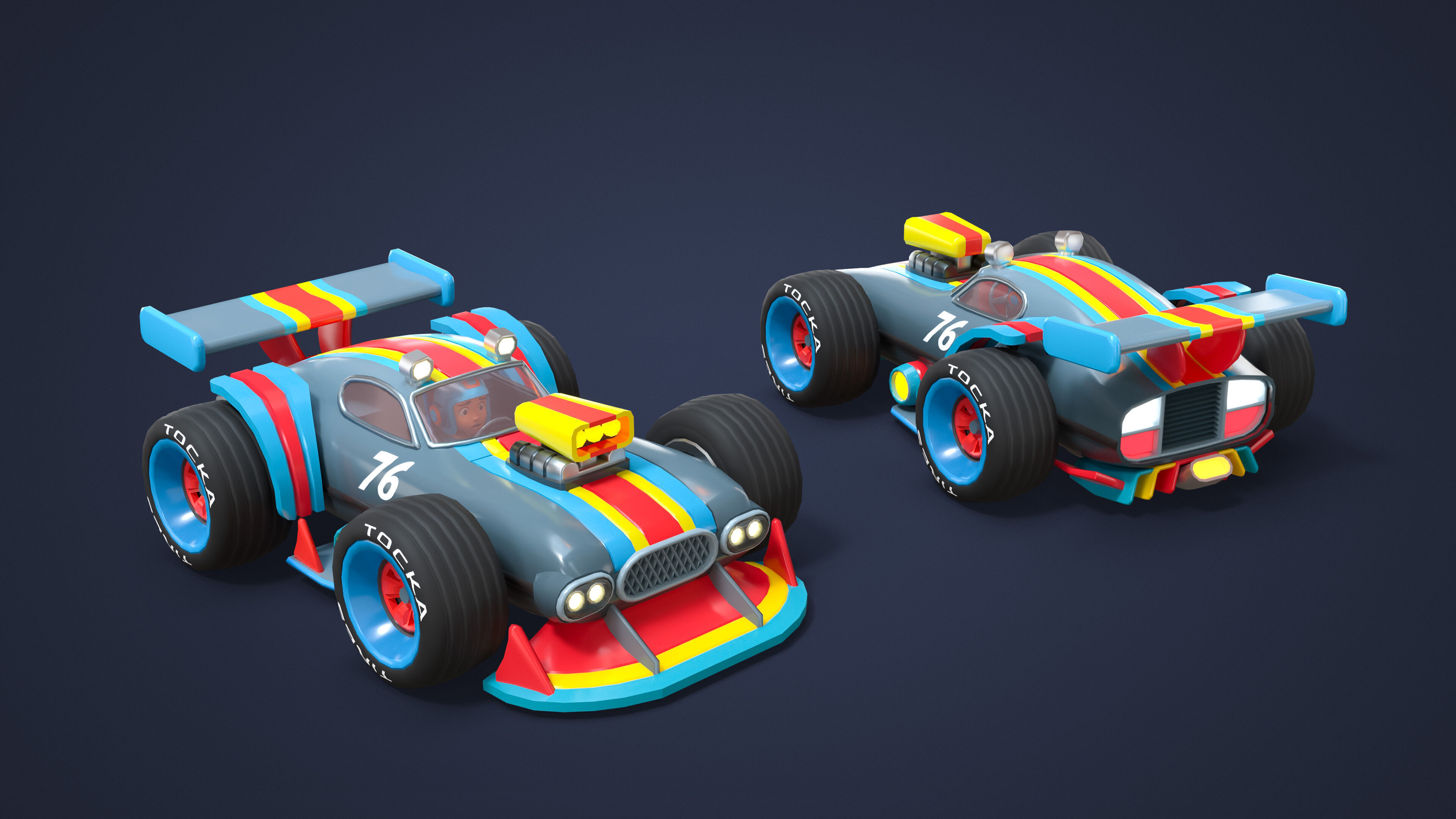 Modular Racing Cars Low-poly 3D model_23