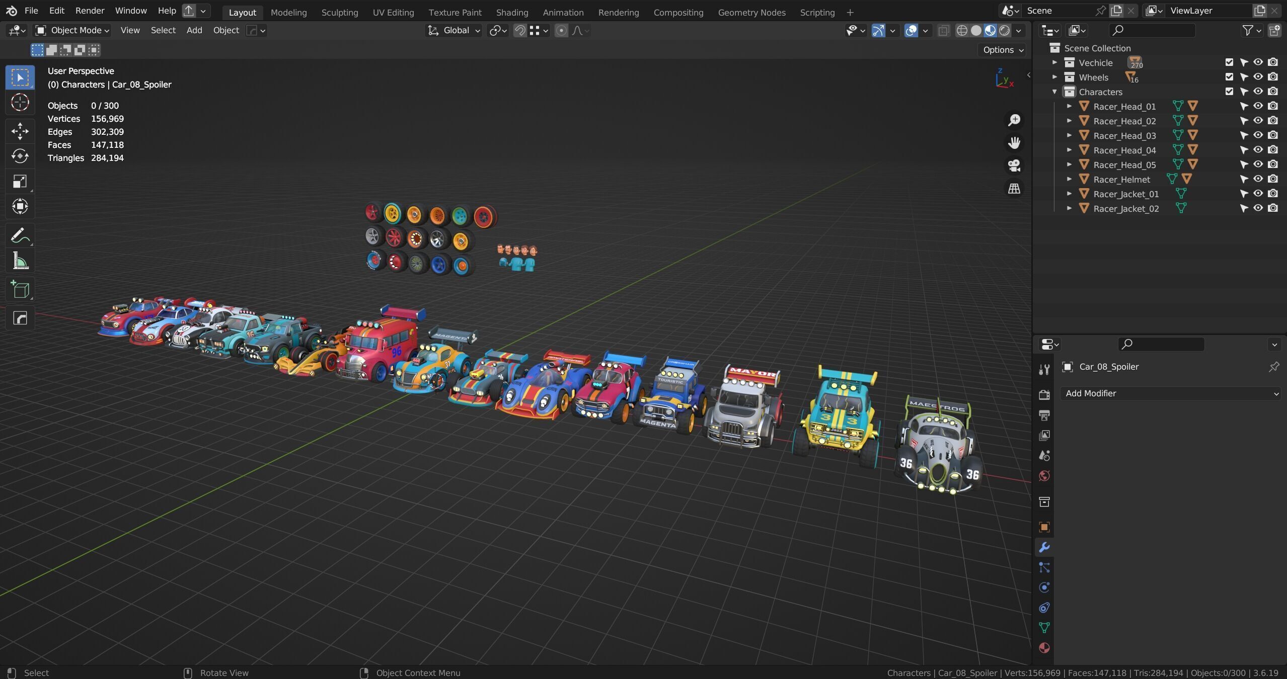 Modular Racing Cars Low-poly 3D model_31